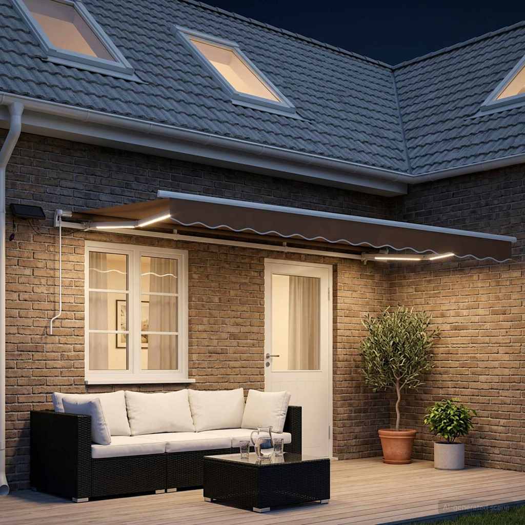Povlačivi tende Sivosmeđa 450 × 300 cm Tkanina i Aluminij