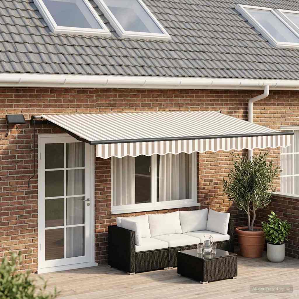 Povlačivi tende Svijetlo siva i bijela. 500 × 350 cm