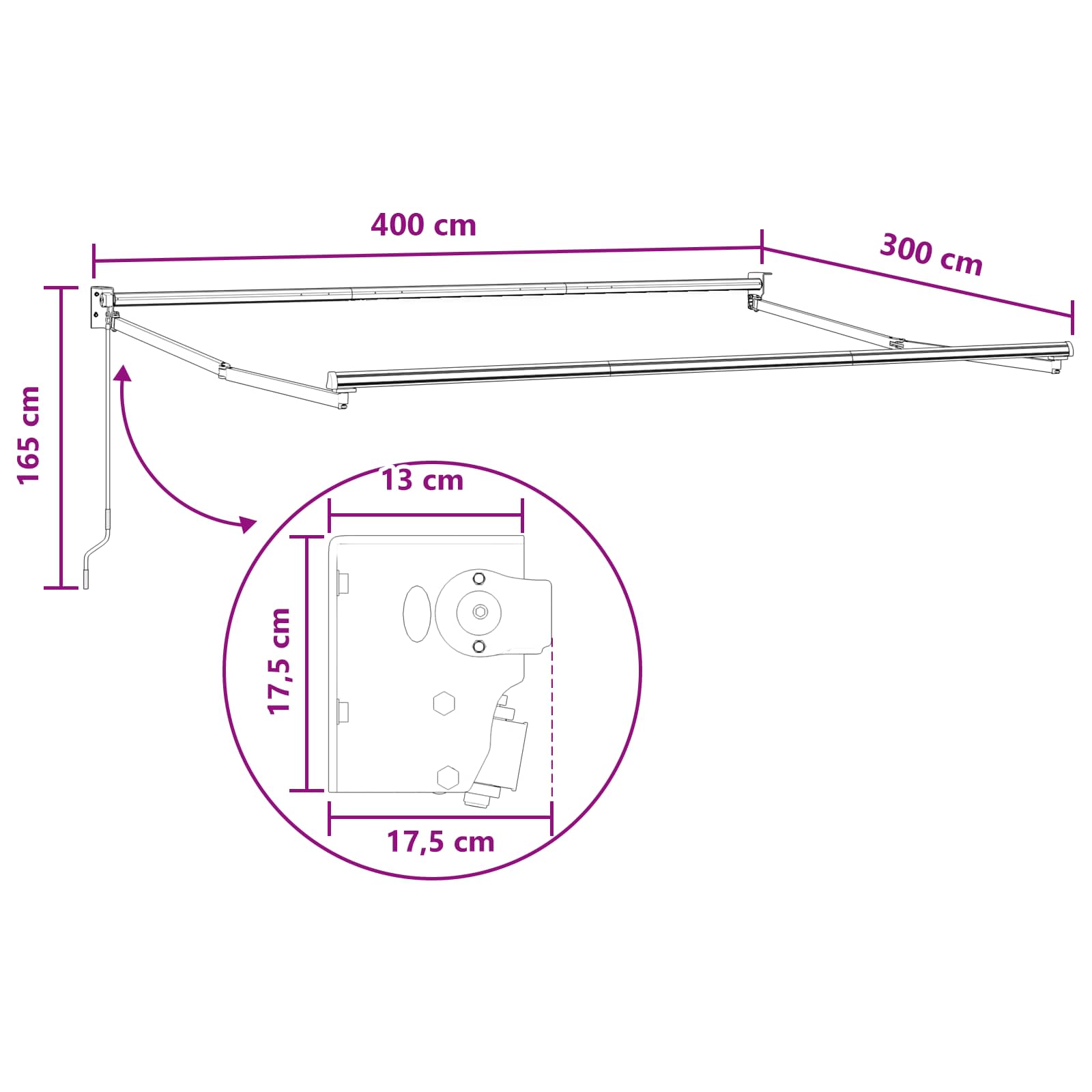 Povlačivi tende Pijesak 4 × 3 m 100% Poliester i Aluminij