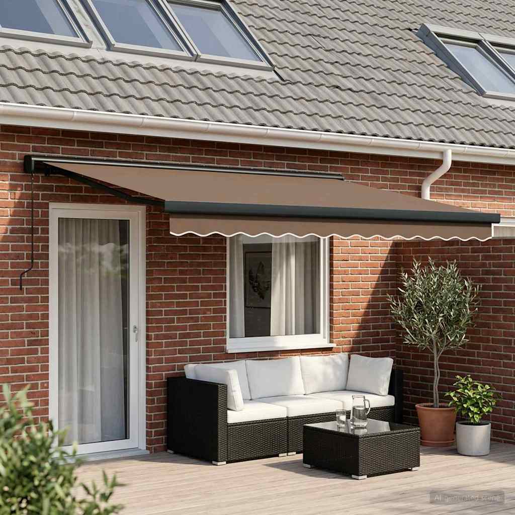 Povlačivi tende Sivosmeđa 450 × 300 cm Platno i Aluminij