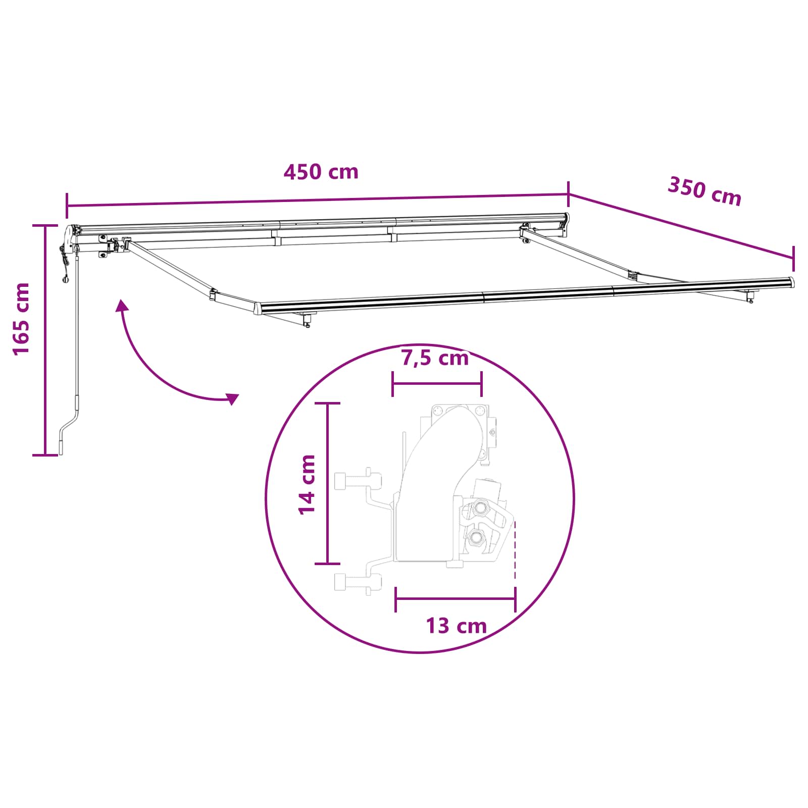 Povlačivi tende Pijesak 450 × 350 cm Tkanina i Aluminij