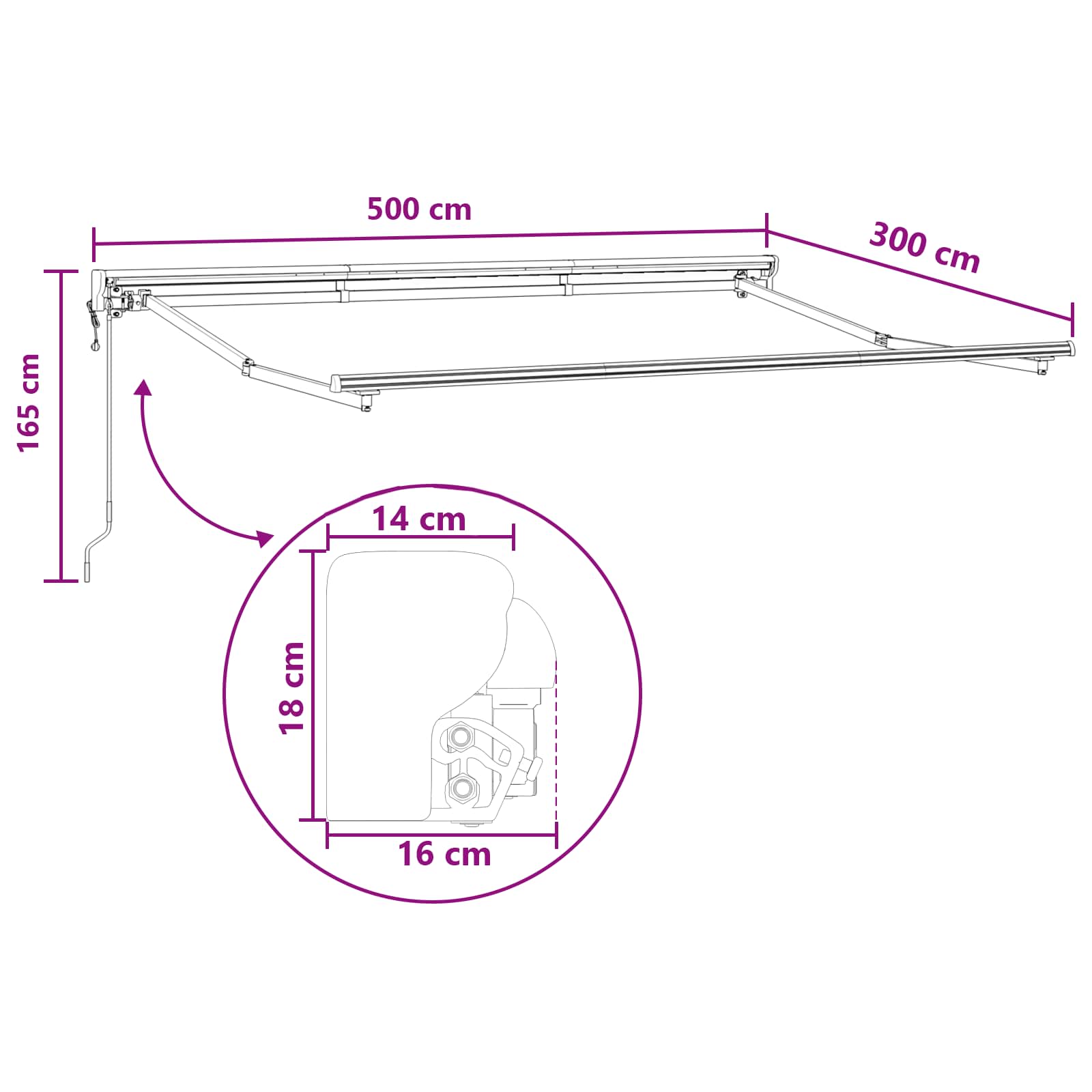 Povlačivi tende Pijesak 5 x 3 m Poliester i aluminij