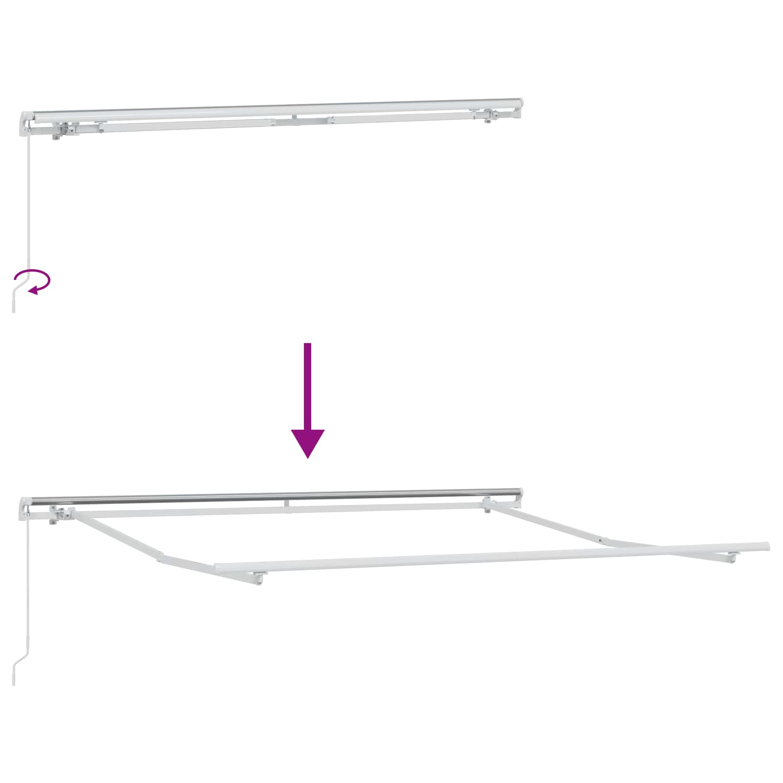 Povlačivi tende Svijetlo siva i bijela. 600 × 350 cm