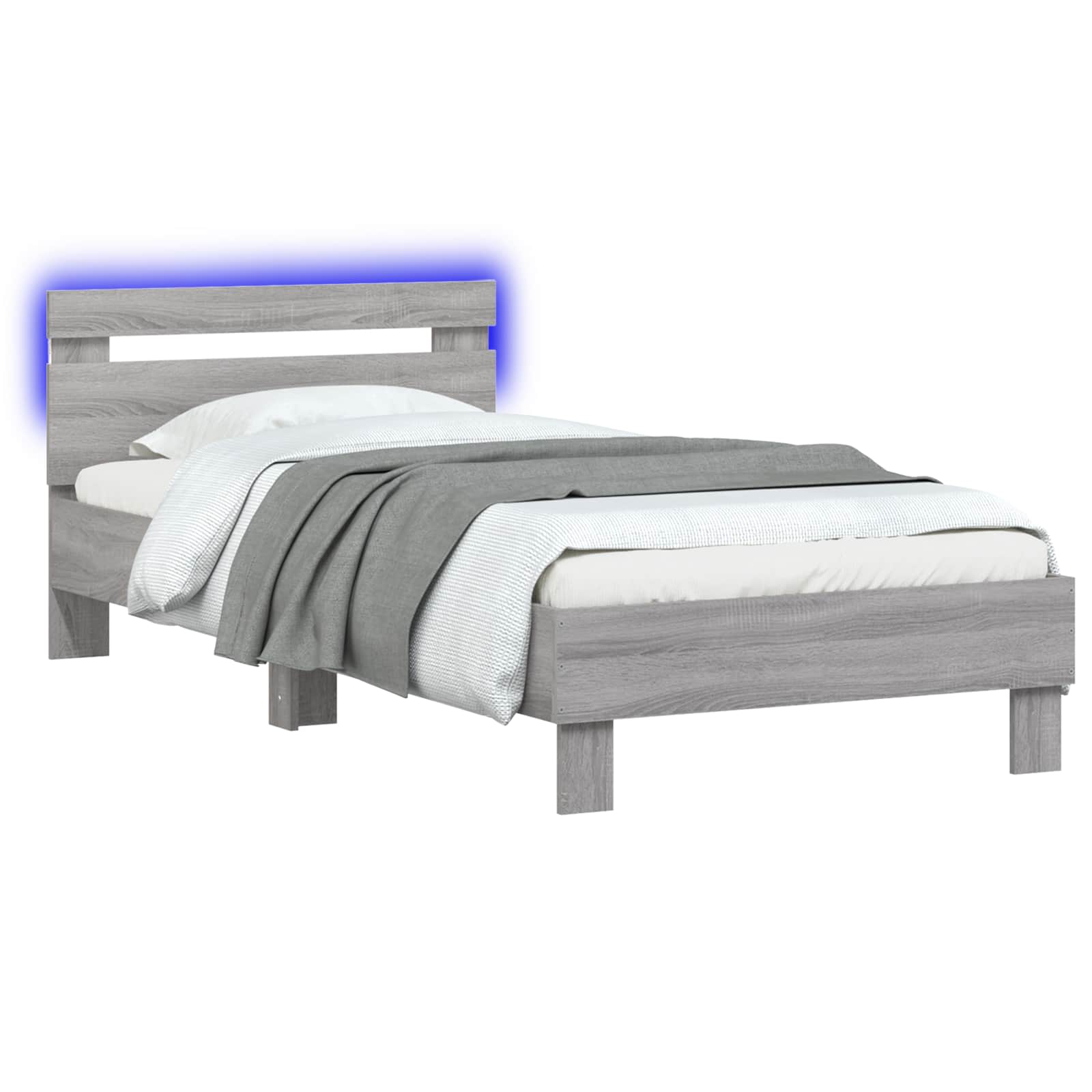 Krevetna konstrukcija s LED svjetlom Siva Sonoma 80 x 200 cm