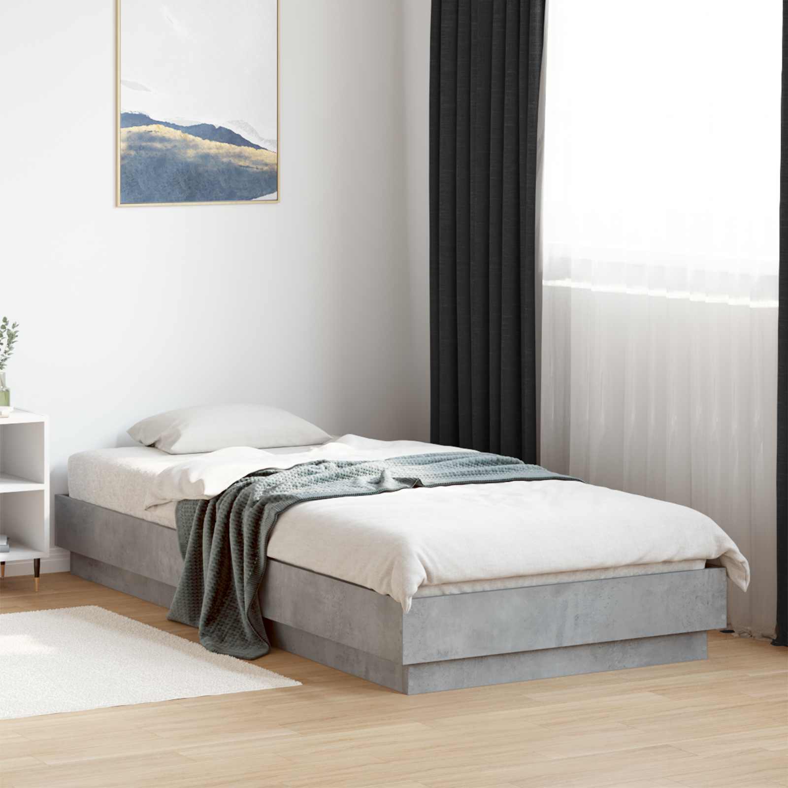 Krevetna konstrukcija s LED svjetlom Betonska siva 80 x 200 cm