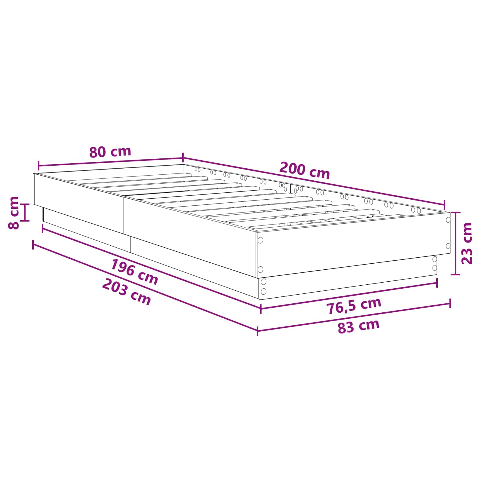 Okvir kreveta za pod Staro drvo 80 x 200 cm Konstruirano drvo