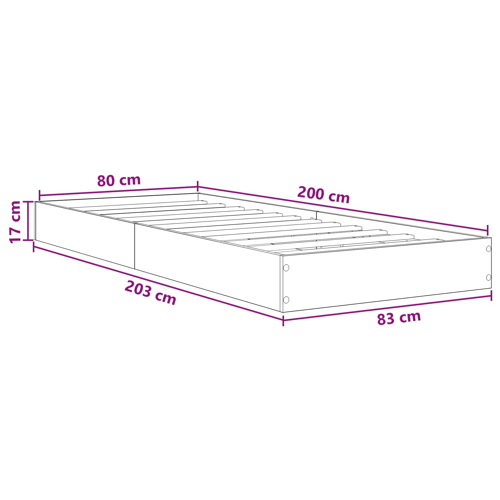 Okvir kreveta za pod Staro drvo 80 x 200 cm Konstruirano drvo