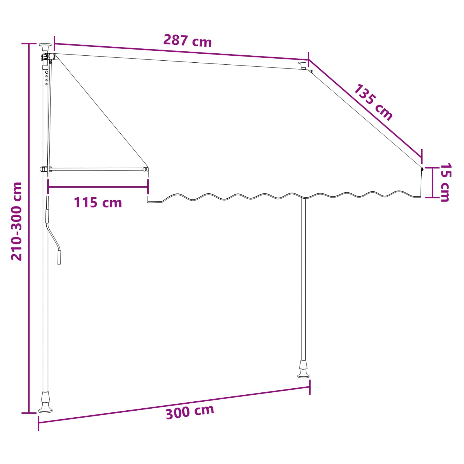 Ručno sklopiva tenda Bež 300 cm