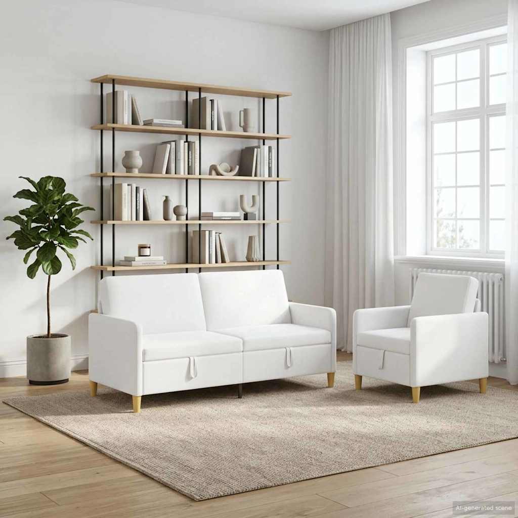 Set sofe s pohranom 2 pcs Bijela Poliester