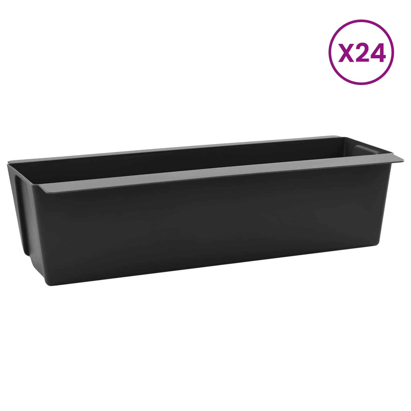 Kutije za cvijeće za Euro palete 24 pcs Crna 36 x 13,5 x 9,5 cm