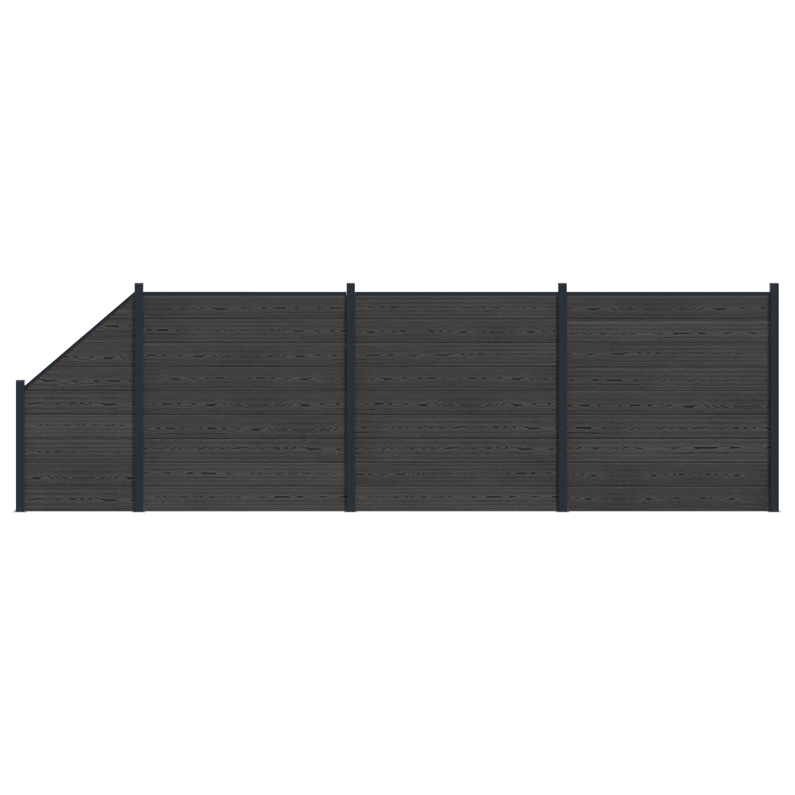Panel ograde 4 pcs WPC i aluminij Crna