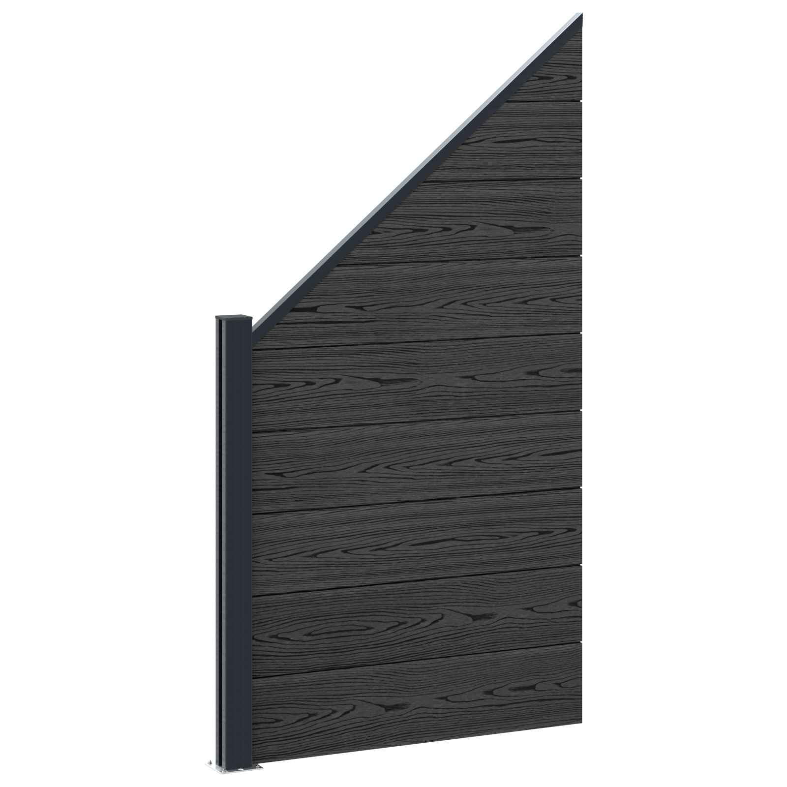 Panel ograde 9 pcs WPC i aluminij Crna