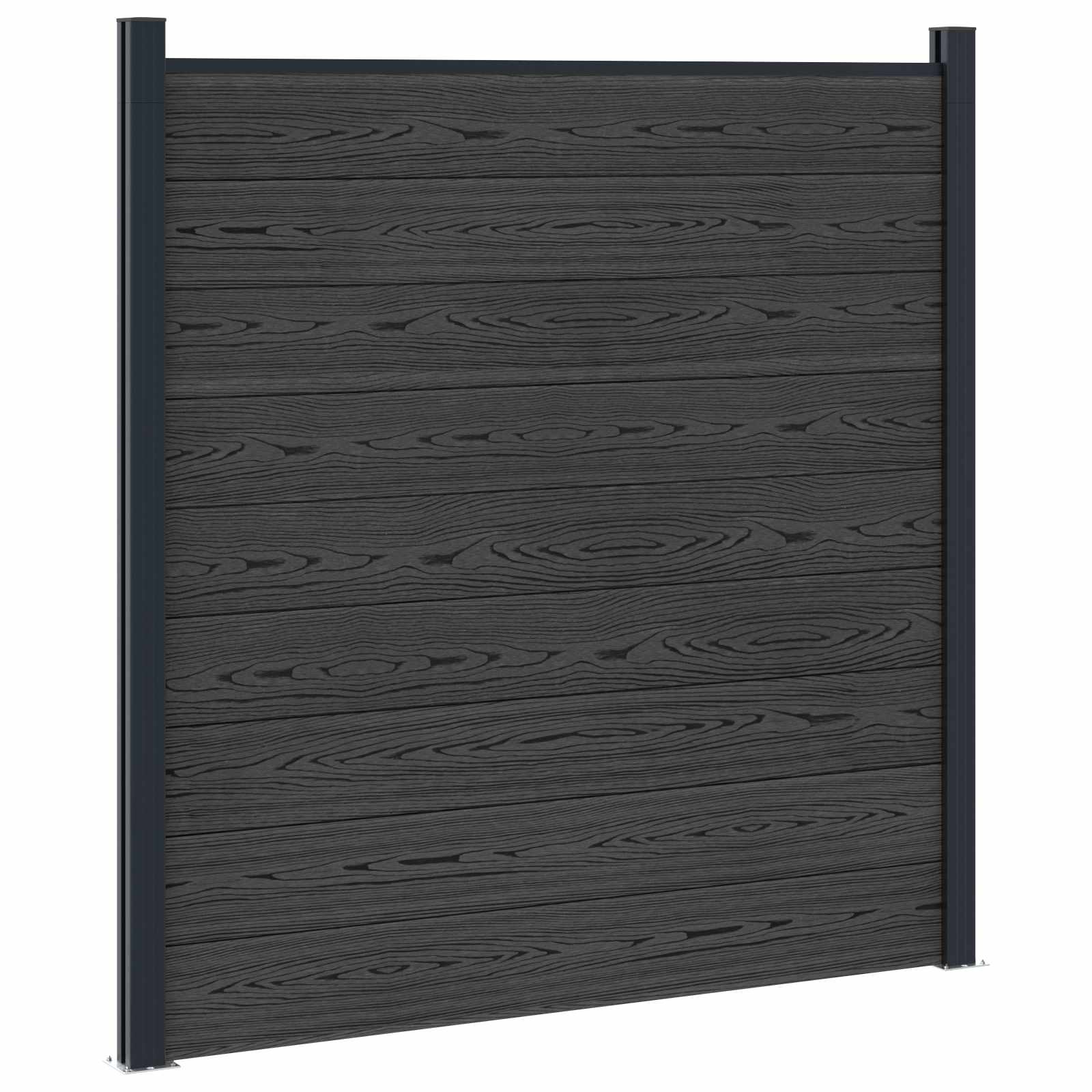 Panel ograde 11 pcs WPC i aluminij Crna