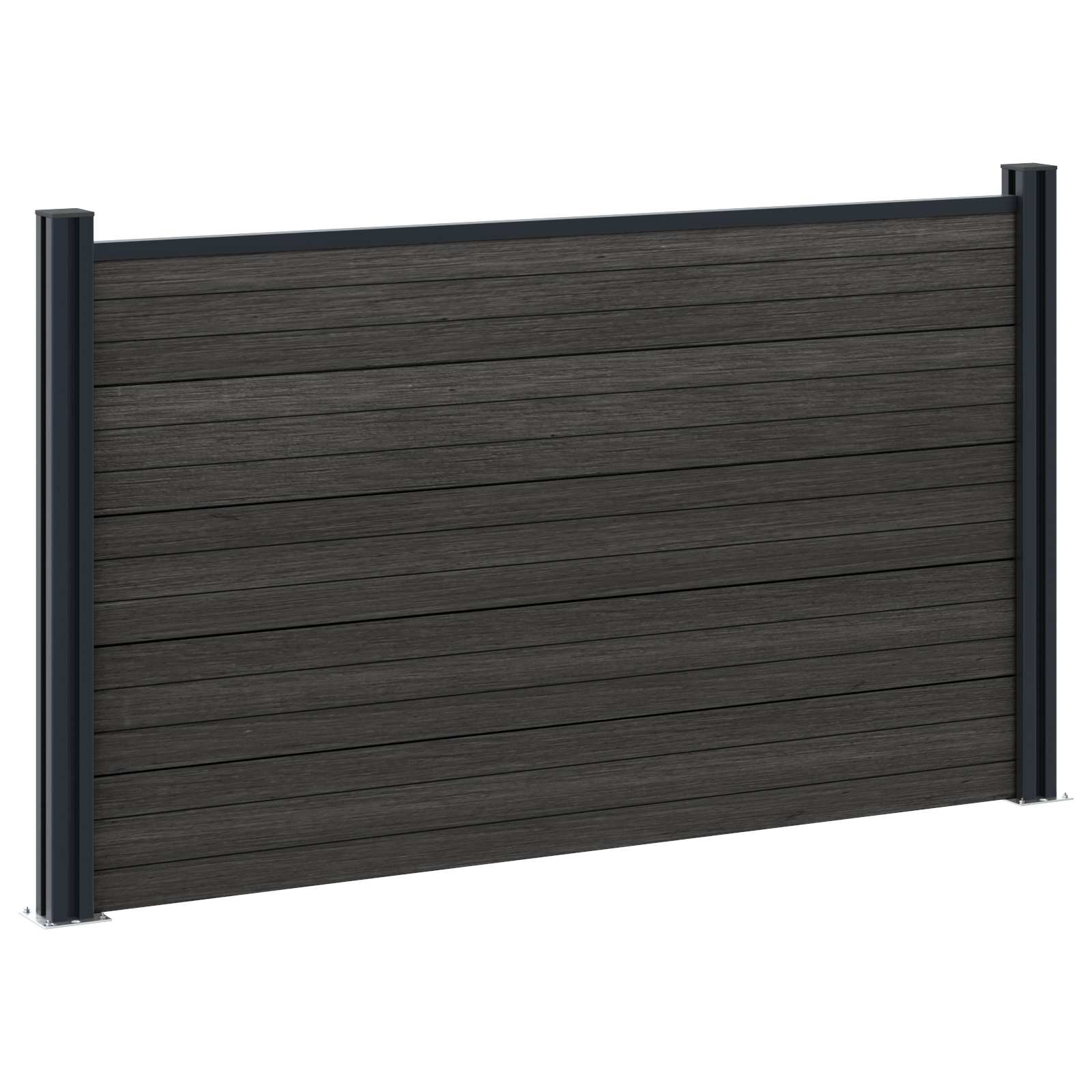 Panel ograde 3 pcs WPC i aluminij Crna