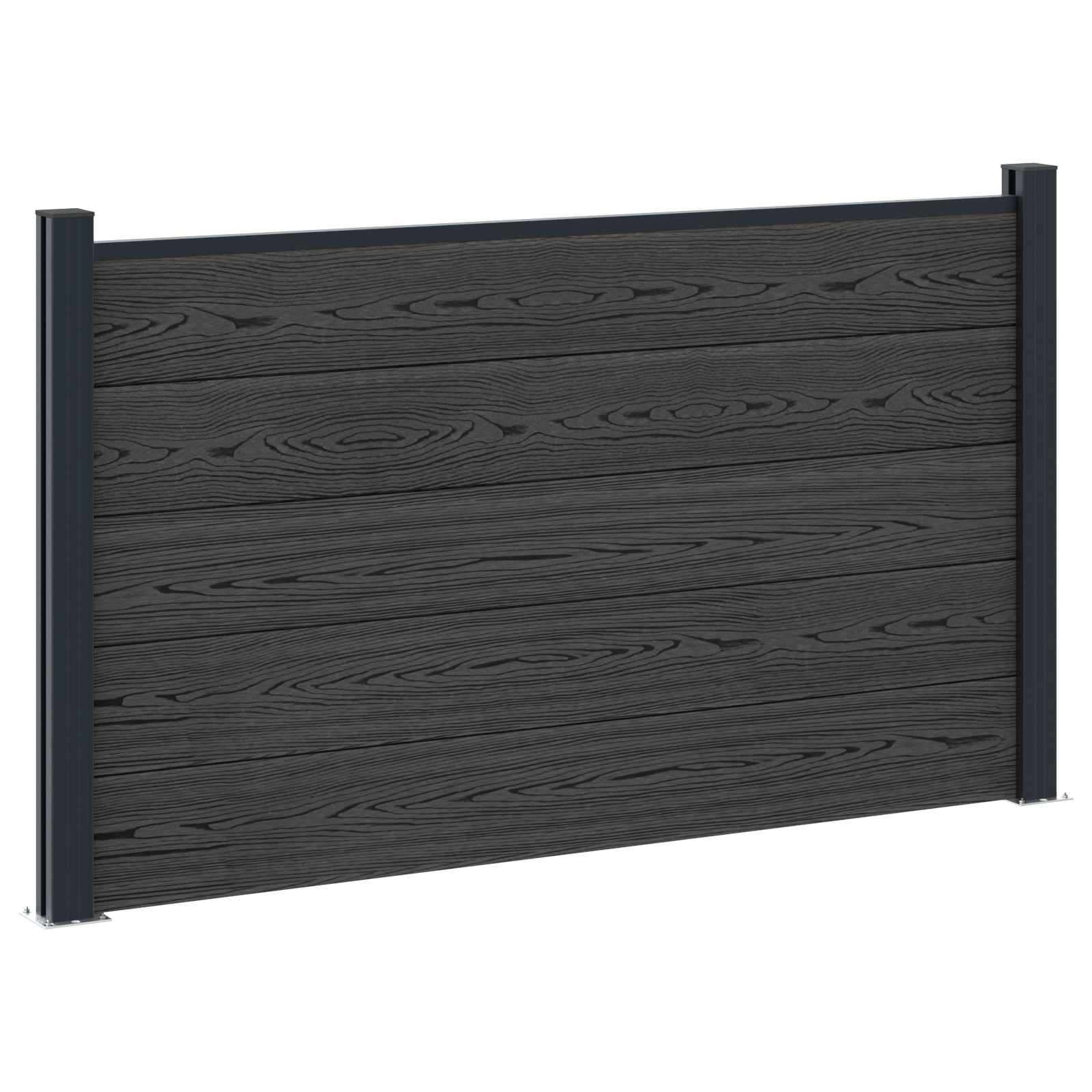 Panel ograde 5 pcs WPC i aluminij Crna