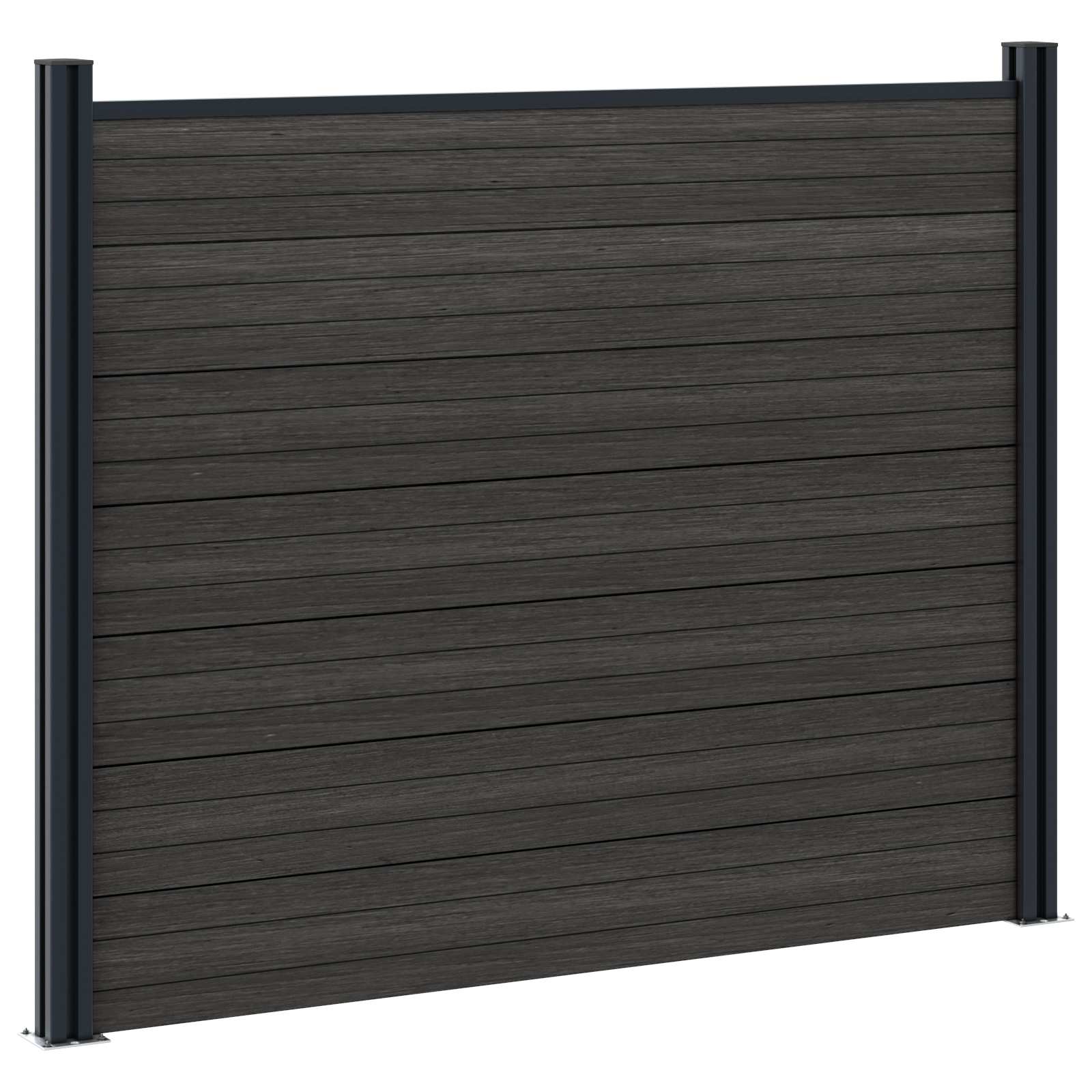 Panel ograde 3 pcs WPC i aluminij Crna
