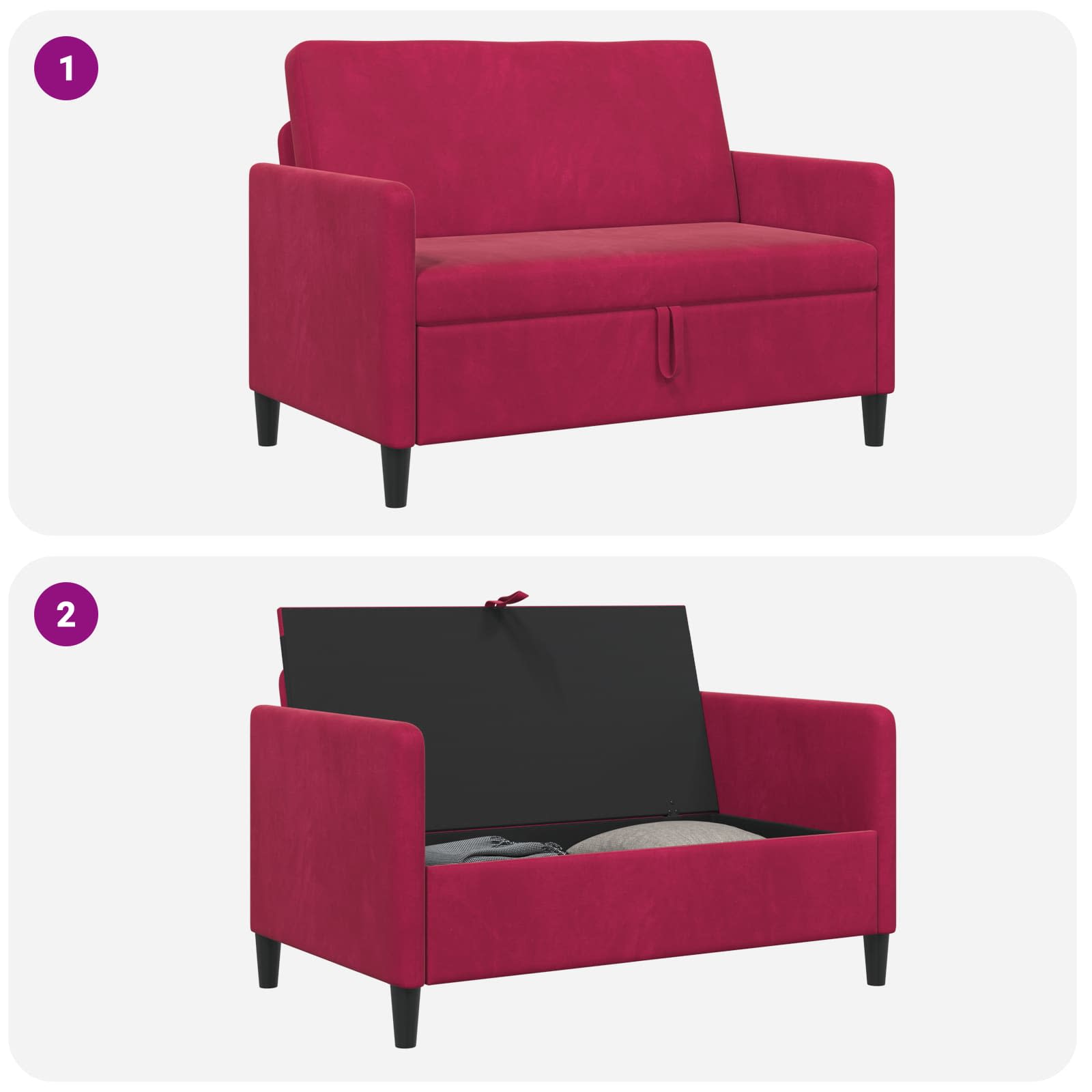 Sofa s pohranom Vinska crvena 122 x 78 x 87 cm Poliester