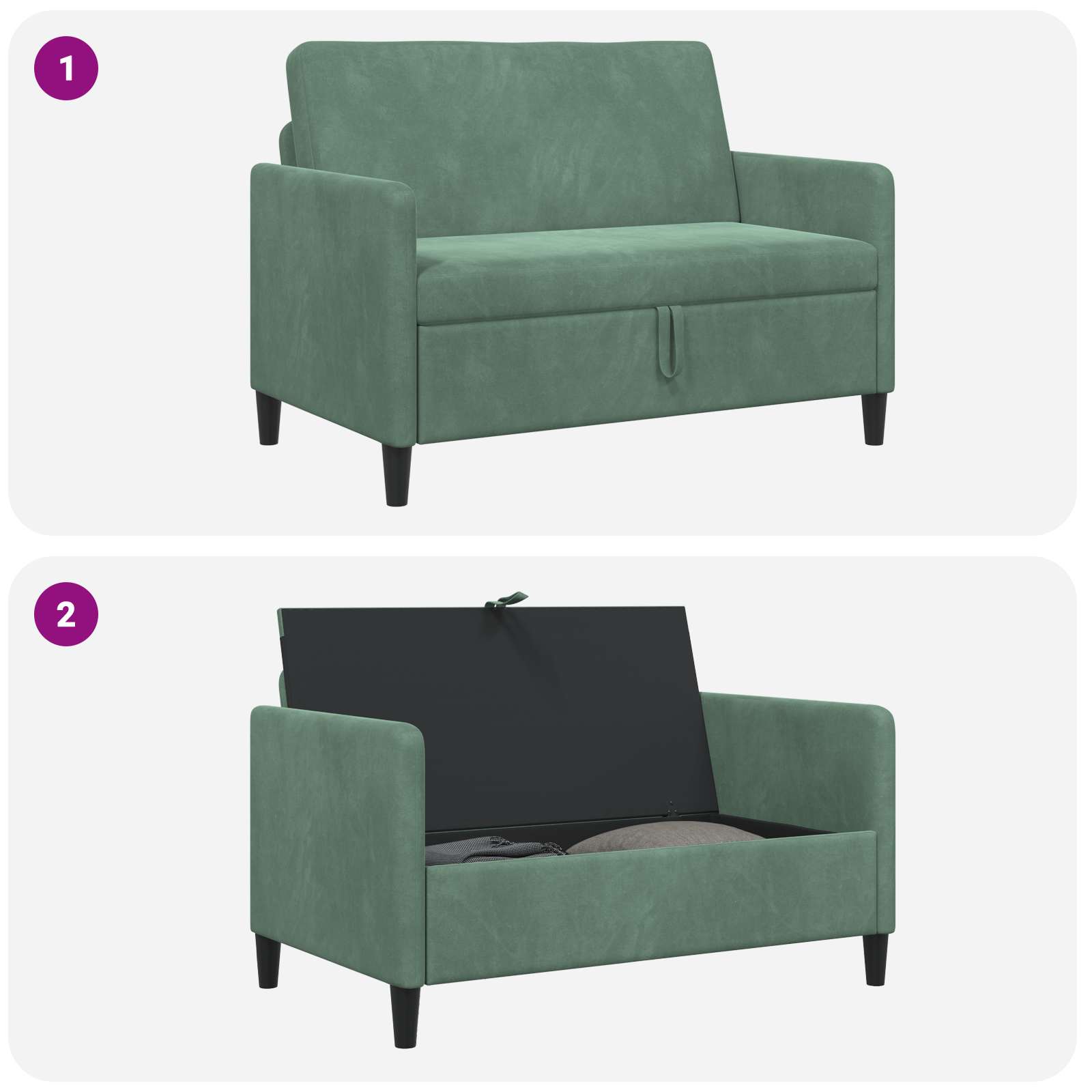 Sofa s pohranom Morska zelena 122 x 78 x 87 cm Poliester