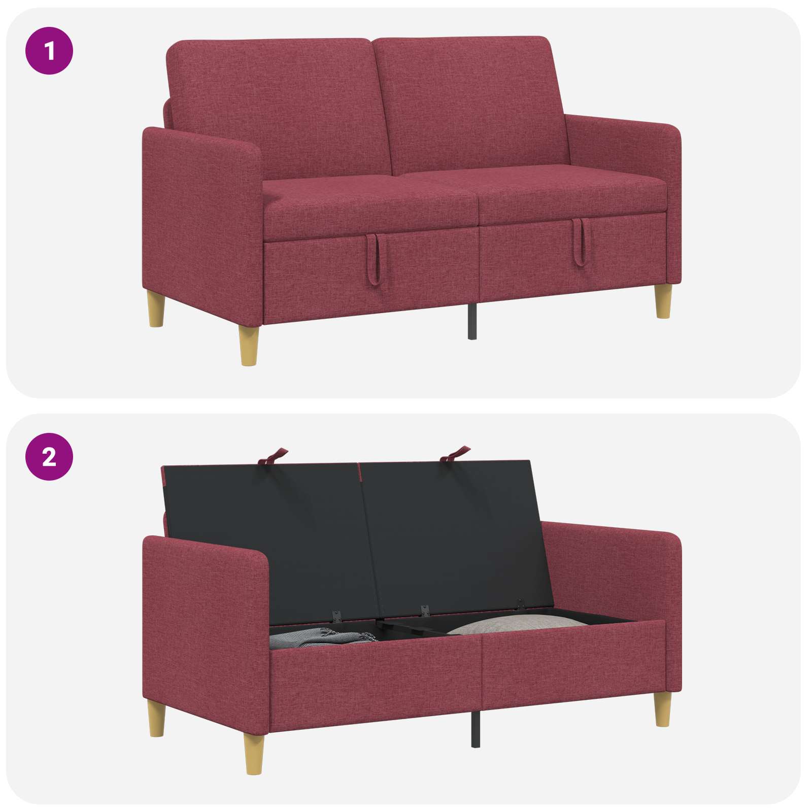 Sofa s pohranom Vinska crvena 152 x 78 x 87 cm Poliester