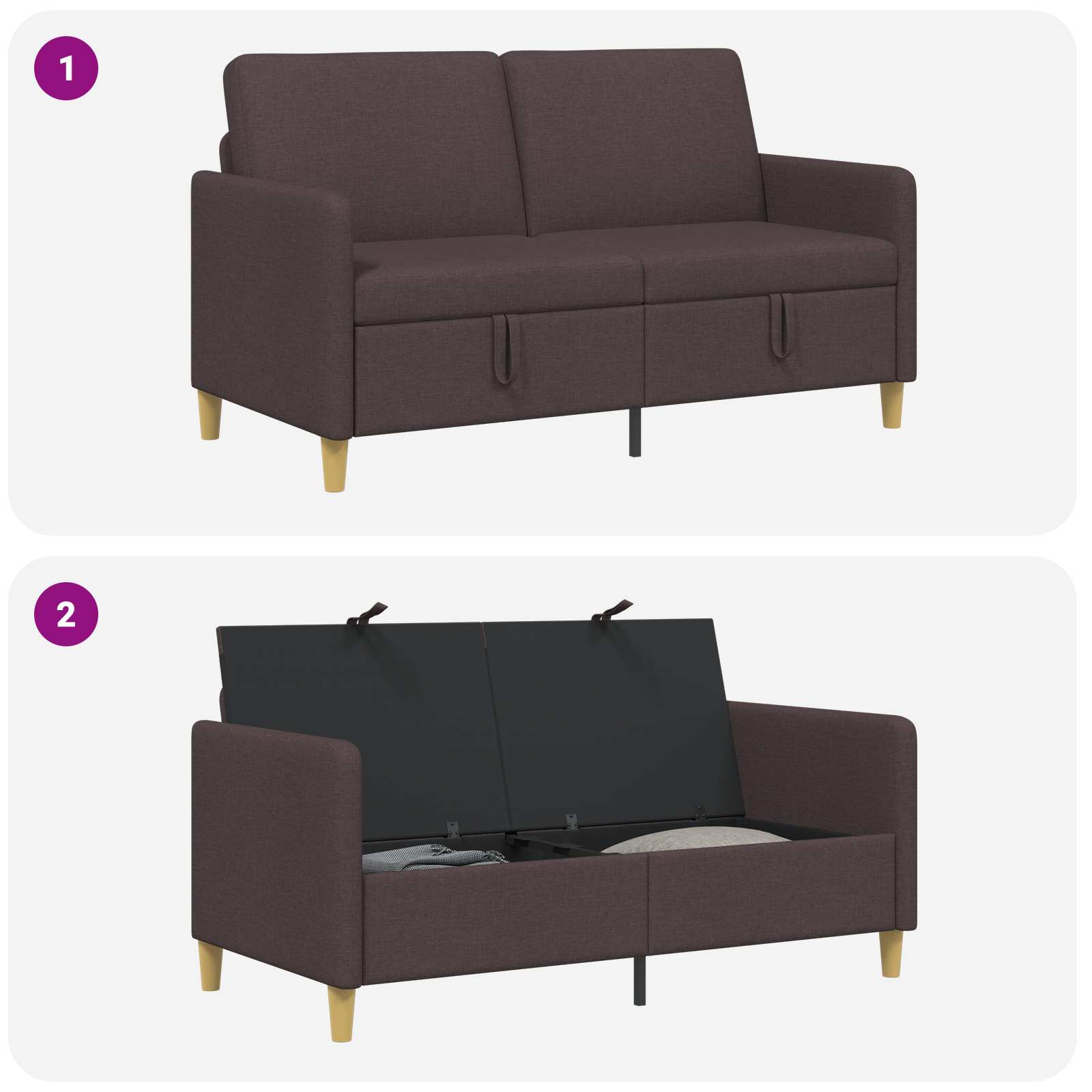 Sofa s pohranom Tamno smeđa 152 x 78 x 87 cm Poliester