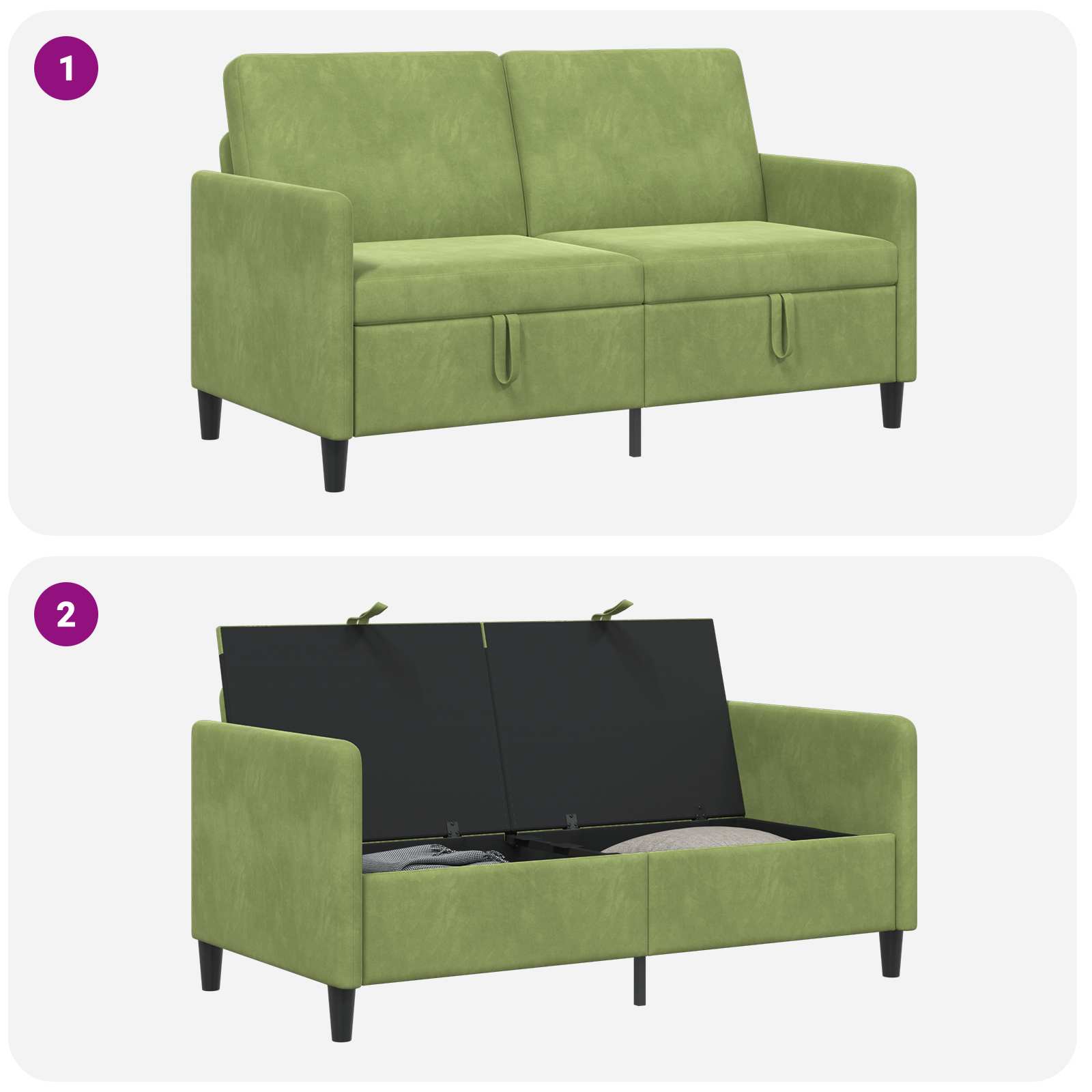Sofa s pohranom Svijetlo zelena 152 x 78 x 87 cm Poliester