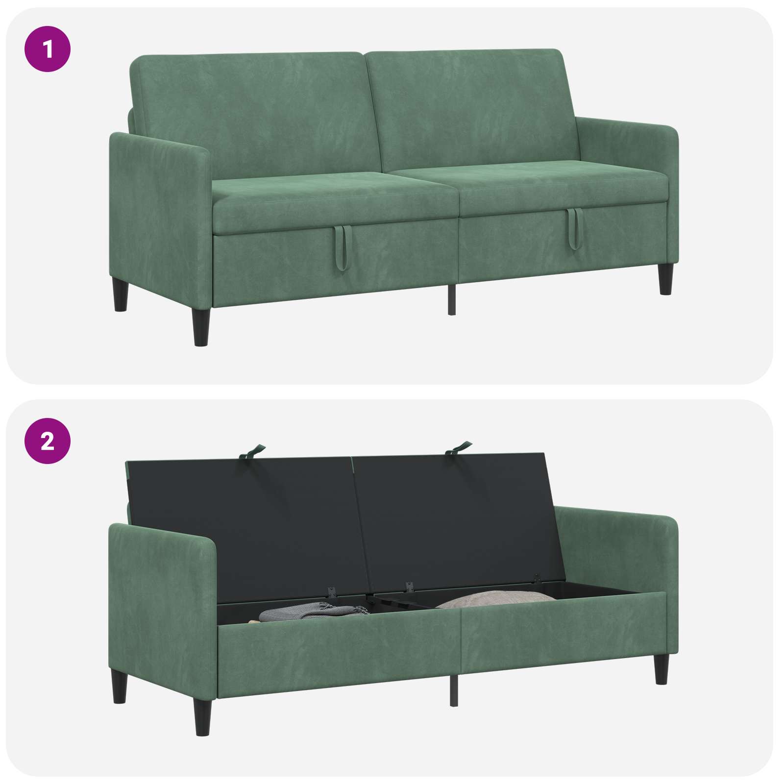 Sofa s pohranom Morska zelena 192 x 78 x 87 cm Poliester