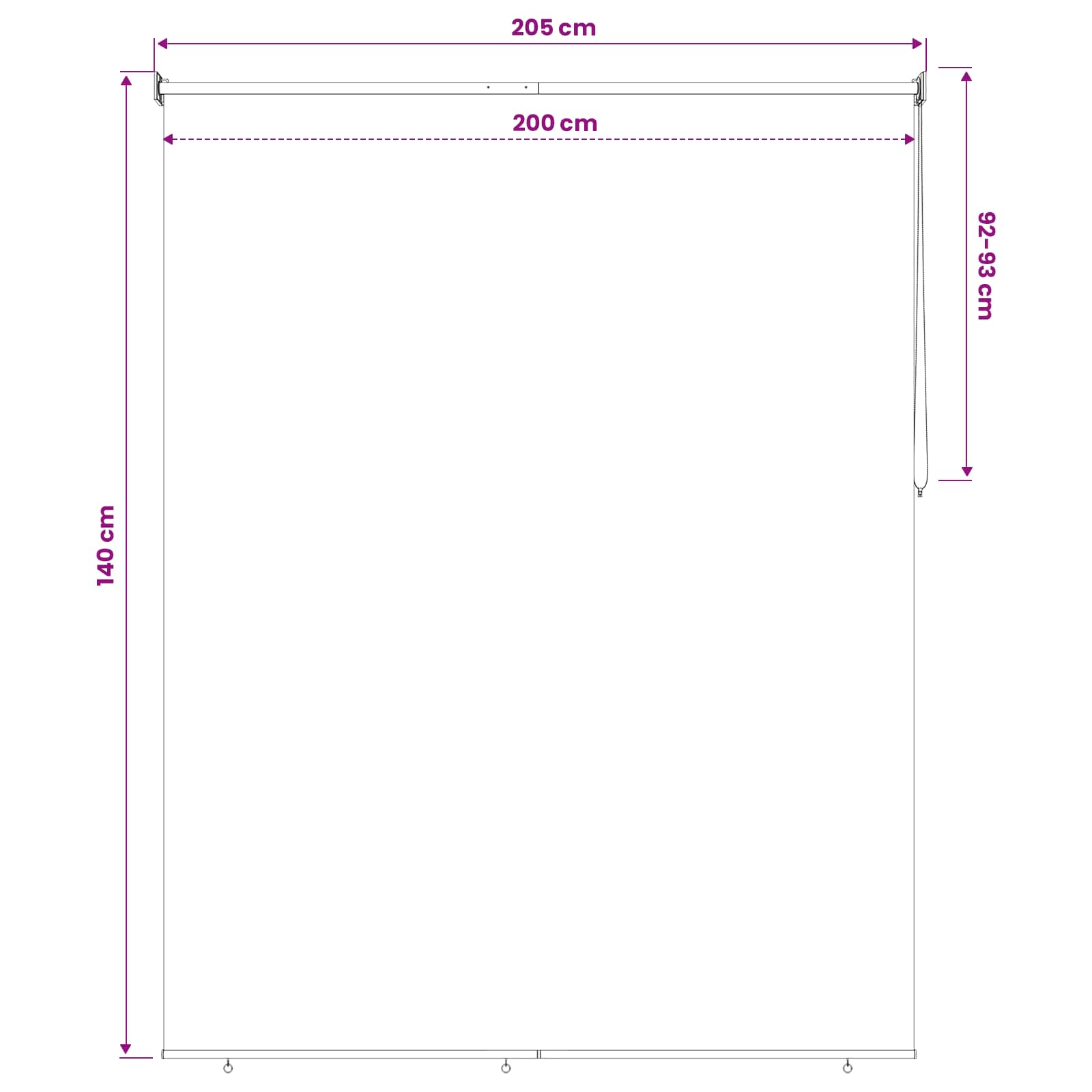 Roleta zaštita od UV zračenja Svjetlosiva 200 x 140 cm