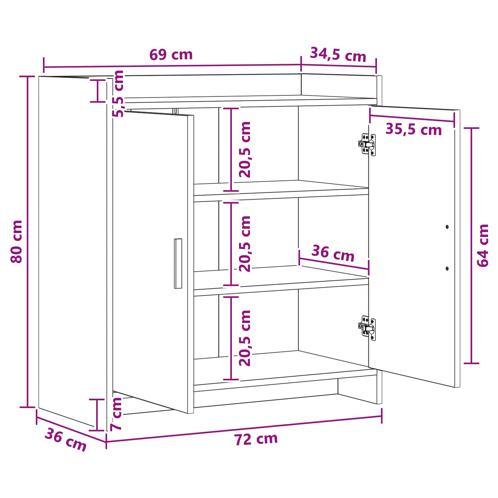 Kreveta Dimljeni hrast 72 x 36 x 80 cm Konstruirano drvo