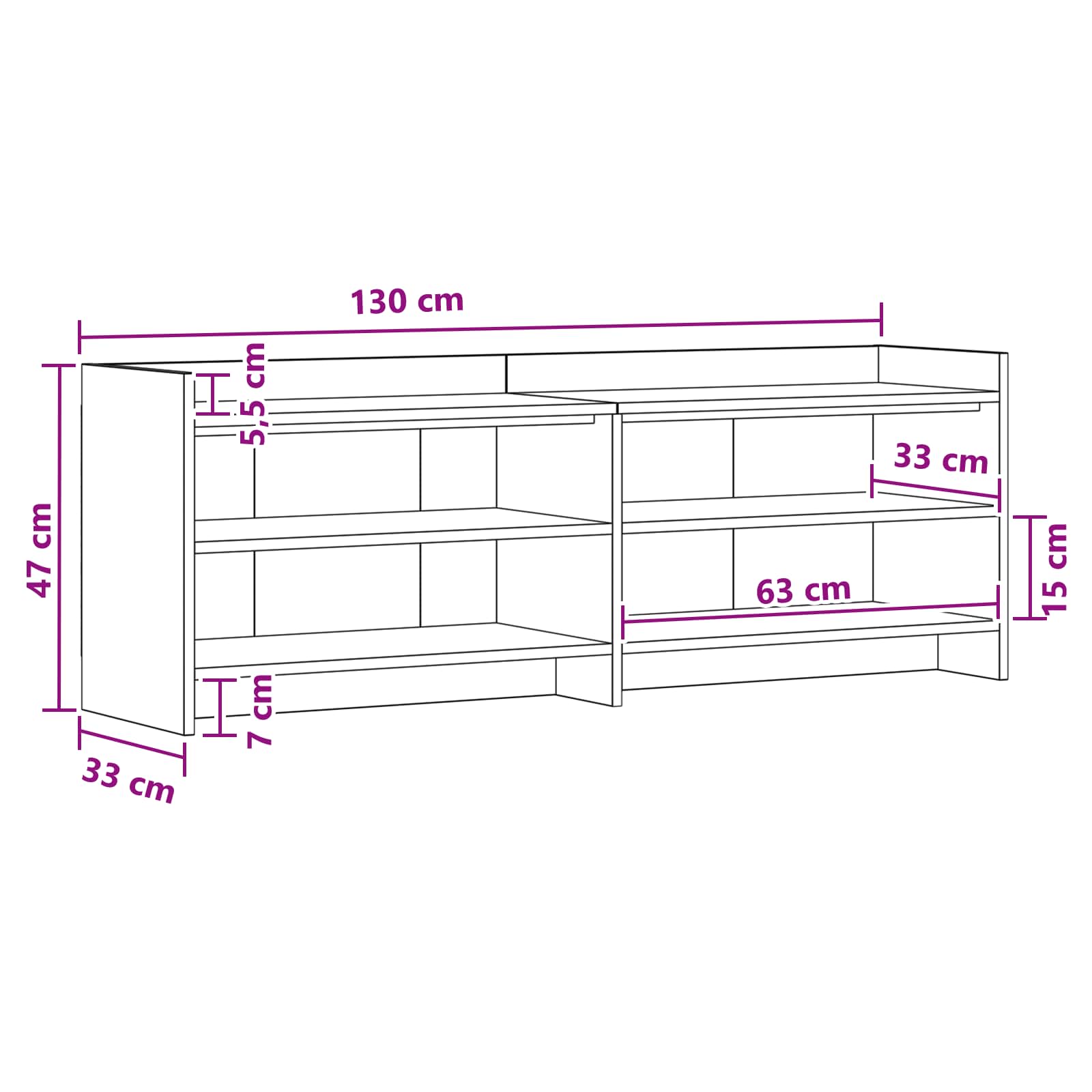 TV ormar 135 x 33 x 47 cm Betonska siva Konstruirano drvo