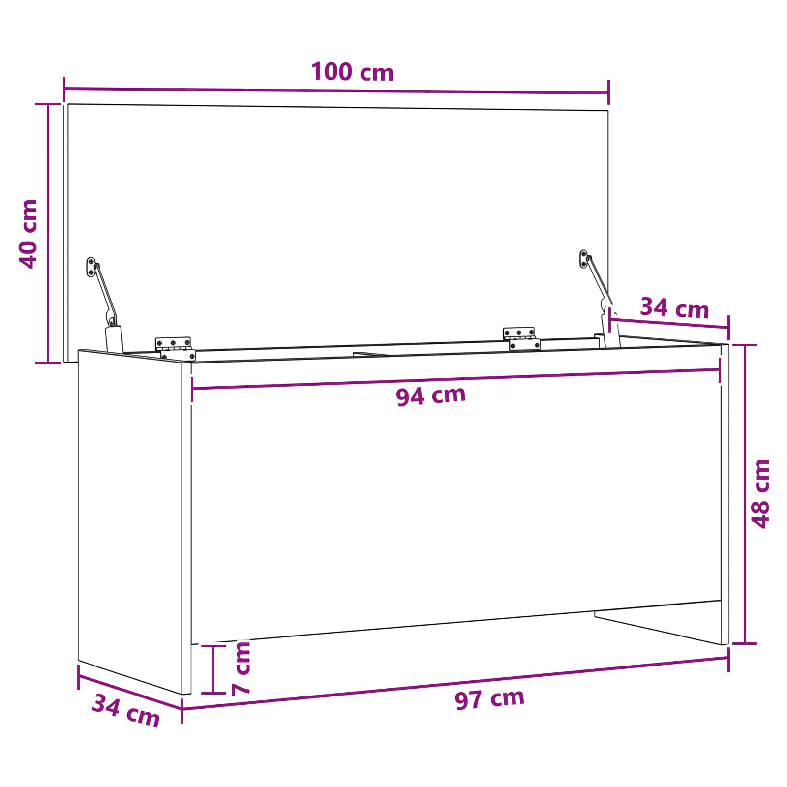 Skladišni kovčeg s pohranom Betonska siva 100 x 40 x 50 cm