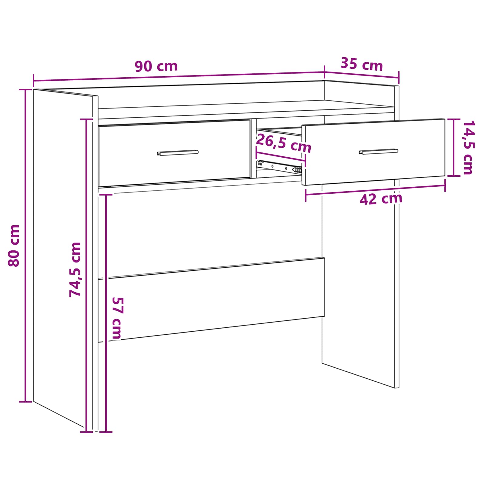 Konzolna stolica Crni hrast 90 x 35 x 80 cm Konstruirano drvo