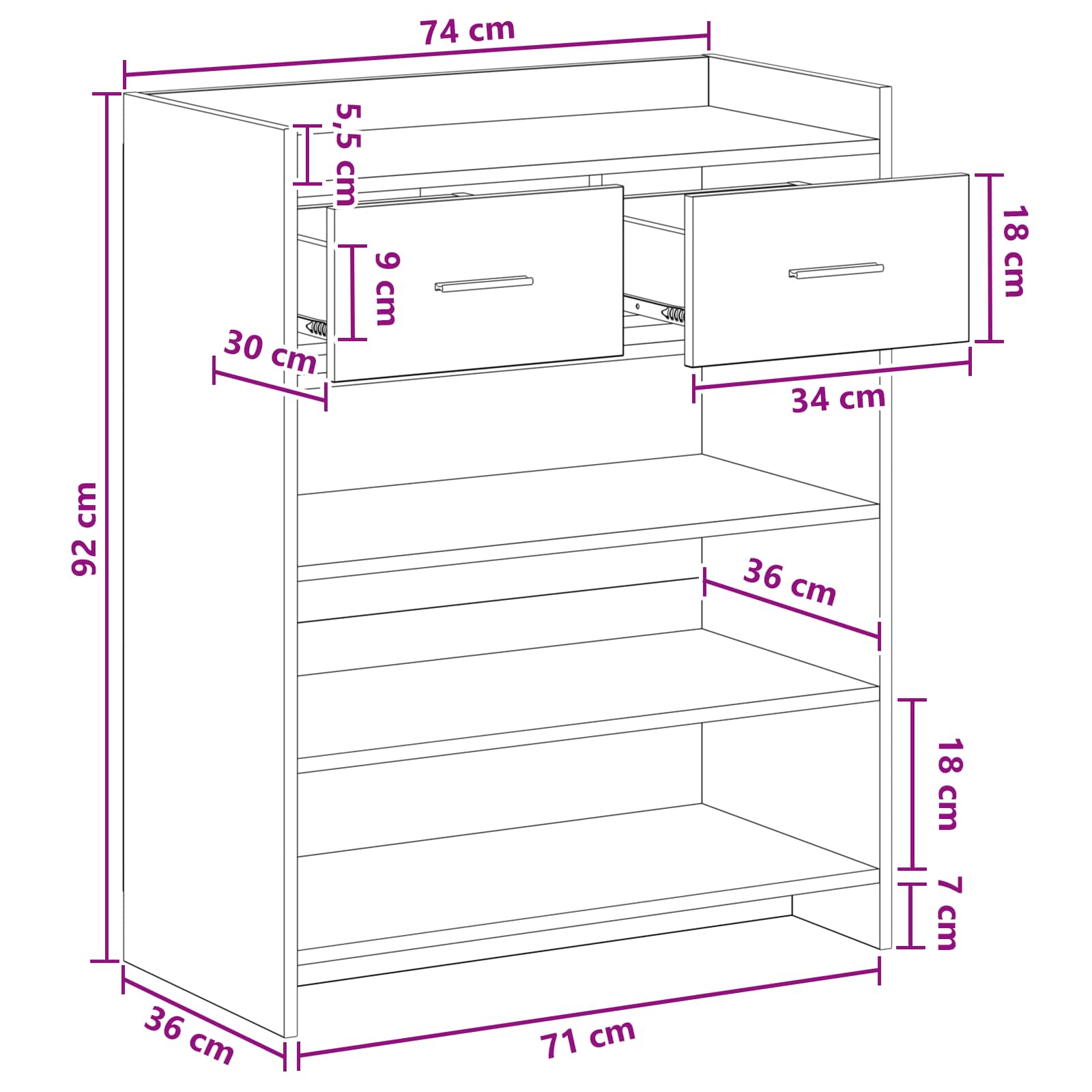 Ormar za cipele Crni hrast 73,5 x 36 x 92 cm Konstruirano drvo