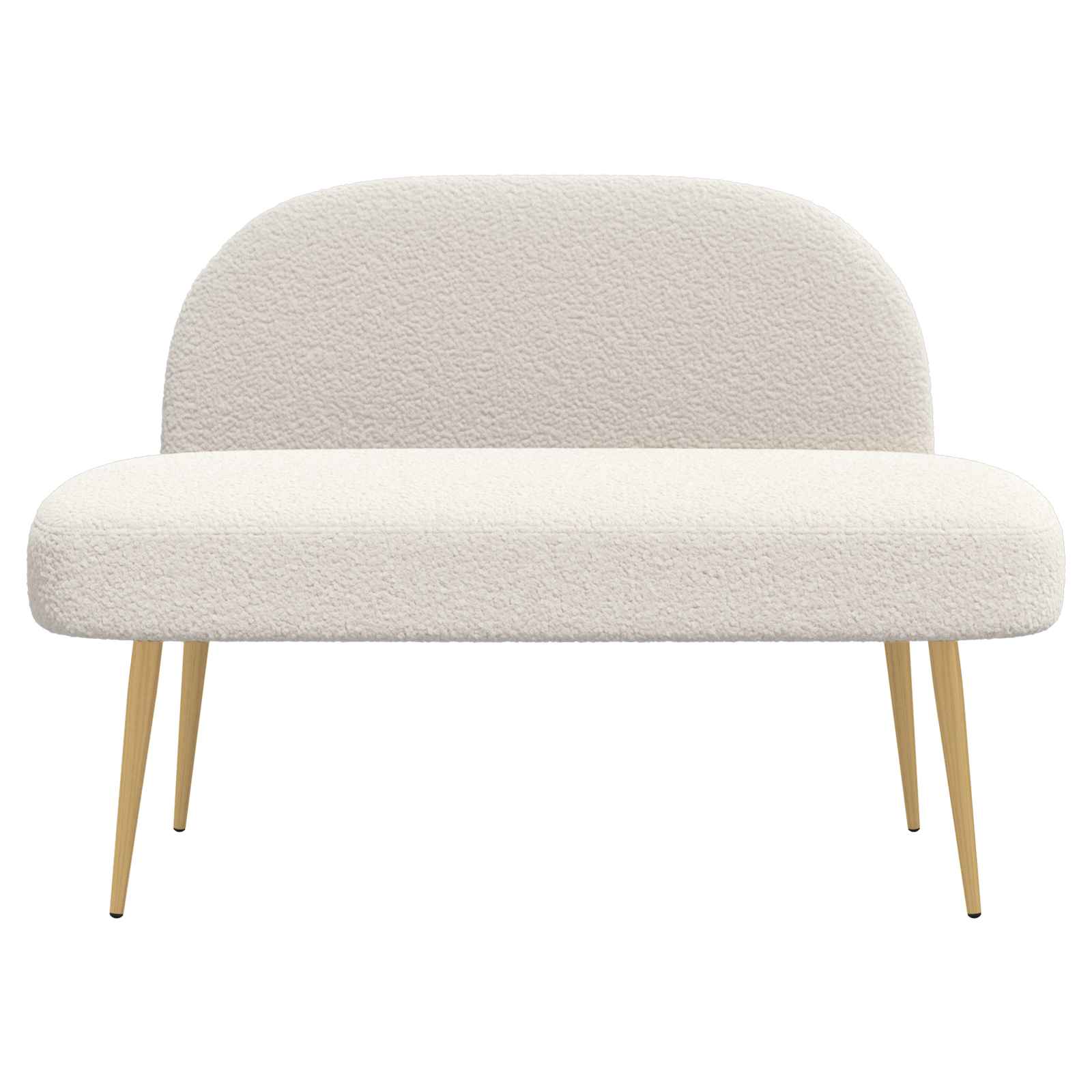 Oblikovana klupa s naslonjačem Krem 110 x 60 x 76 cm Bouclé