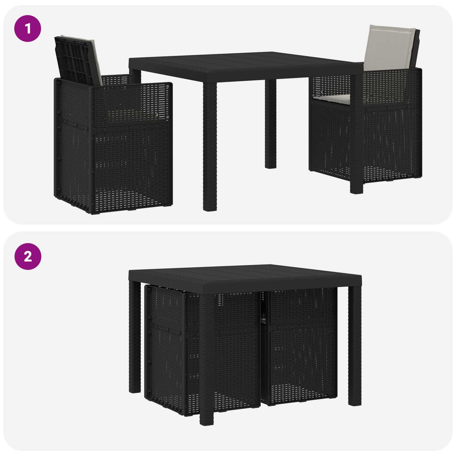 Vrtni set za objed s jastukom 3 pcs Antracit i Svjetlosiva PP