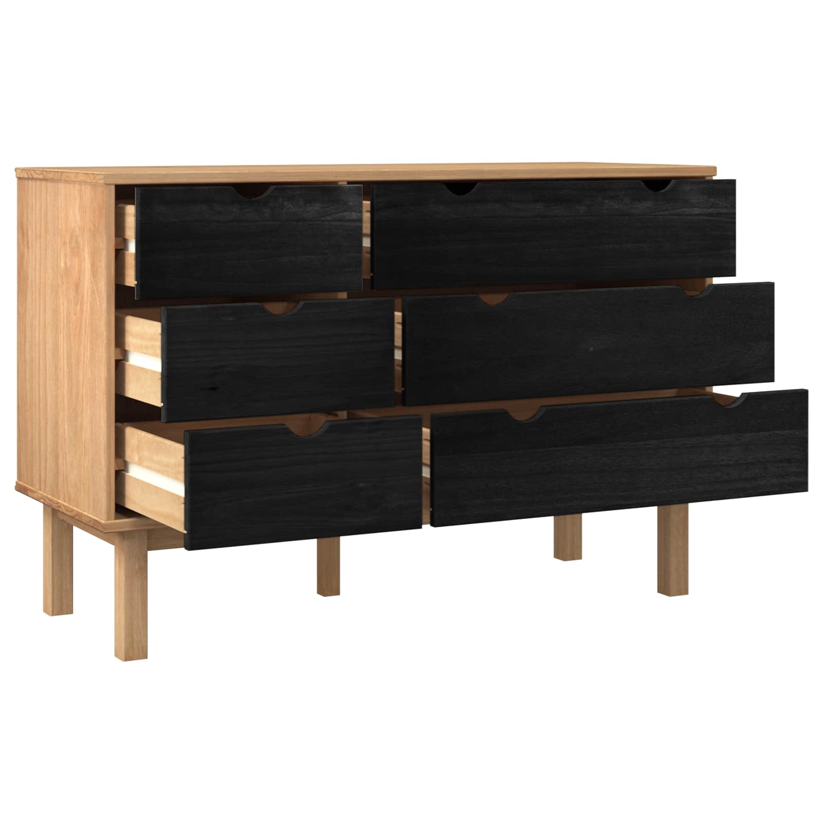 Ormar s ladicama OTTA Crna 111 x 43 x 73,5 cm Masivna borovina