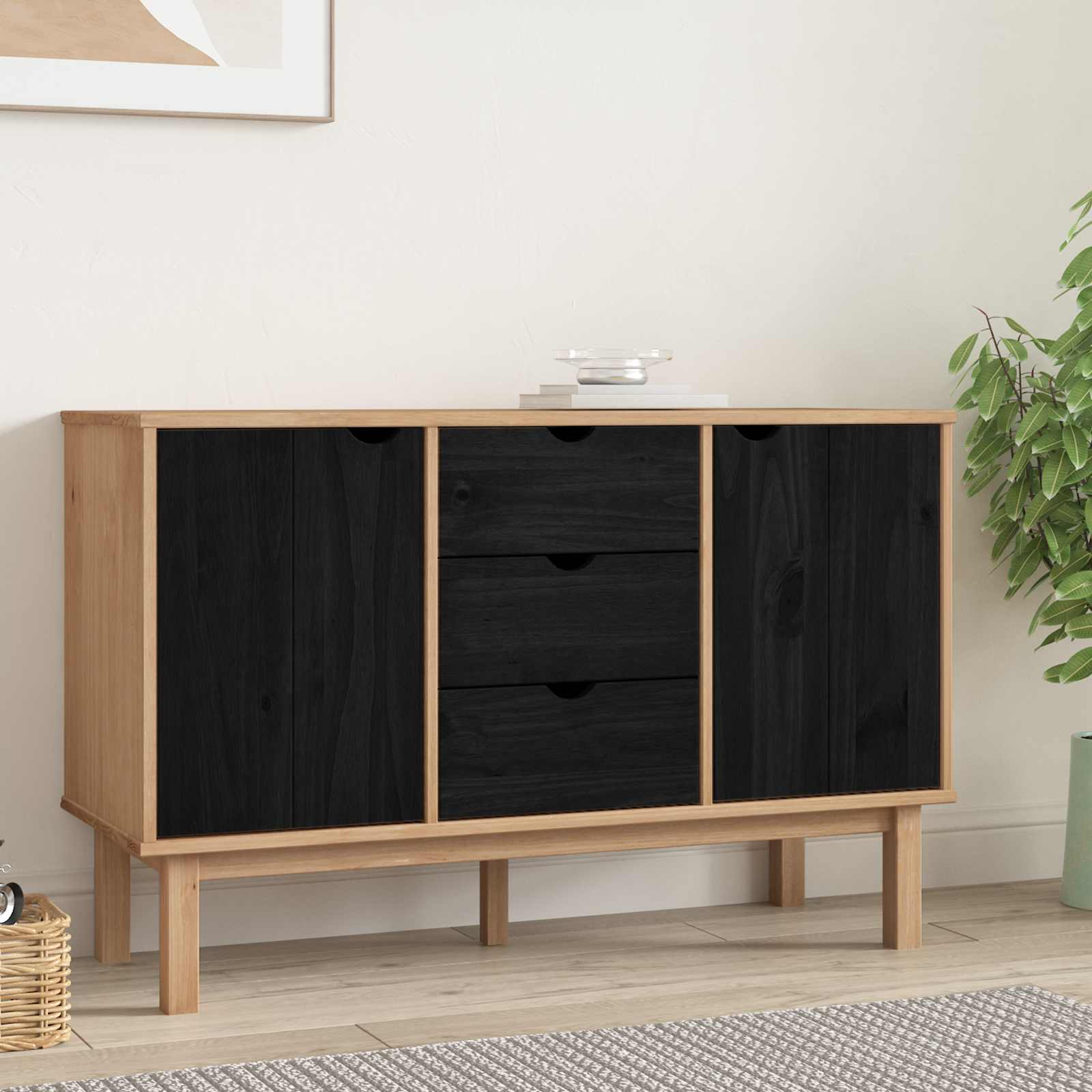 Kreveta OTTA Crna 113,5 x 43 x 73 cm Masivna borovina