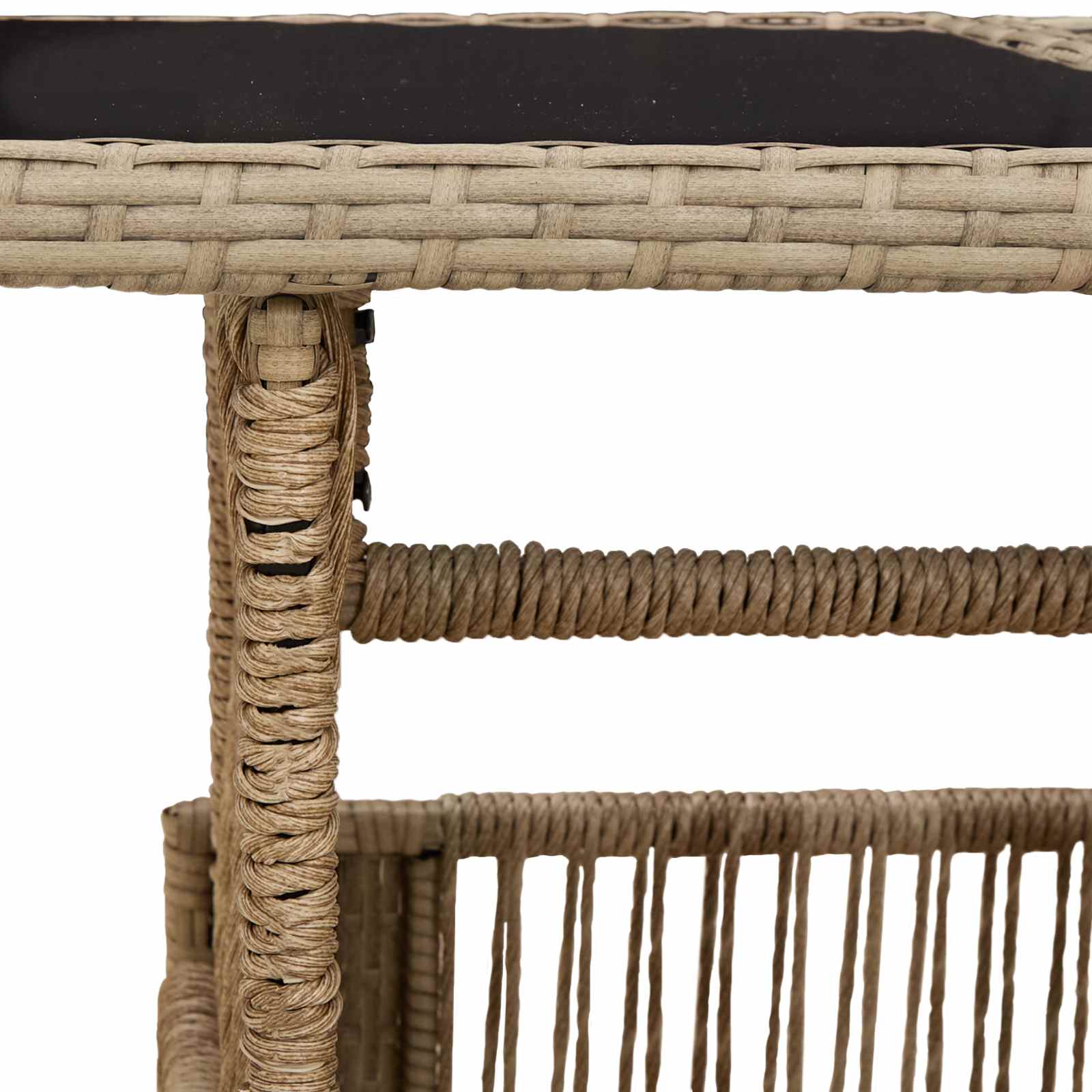 Stol za vrt Bež 100 x 55 x 37 cm PE Rattan i Staklo