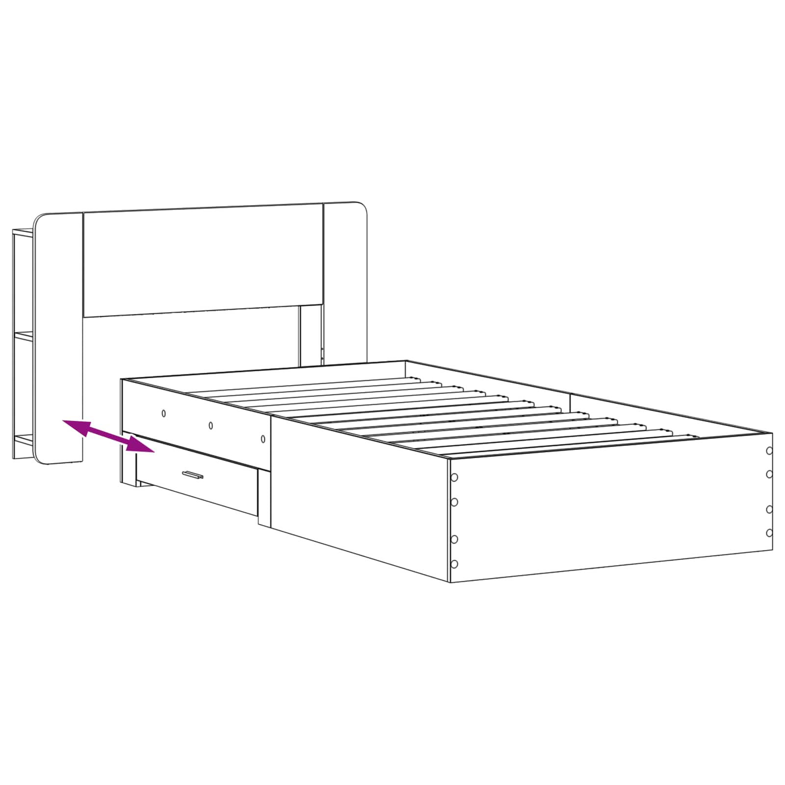 Okvir kreveta s pohranom Dimljeni hrast 100 x 200 cm
