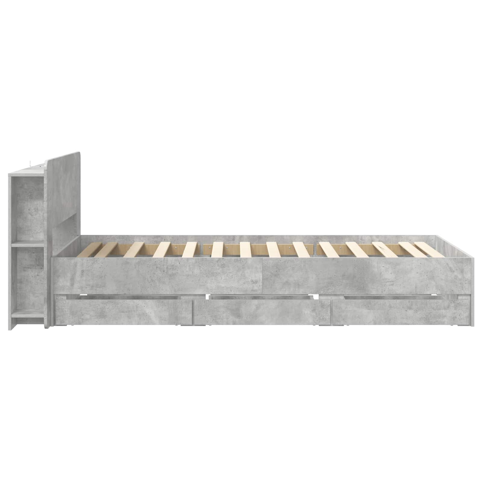 Okvir kreveta s pohranom s uzglavljem Betonska siva 90 x 190 cm