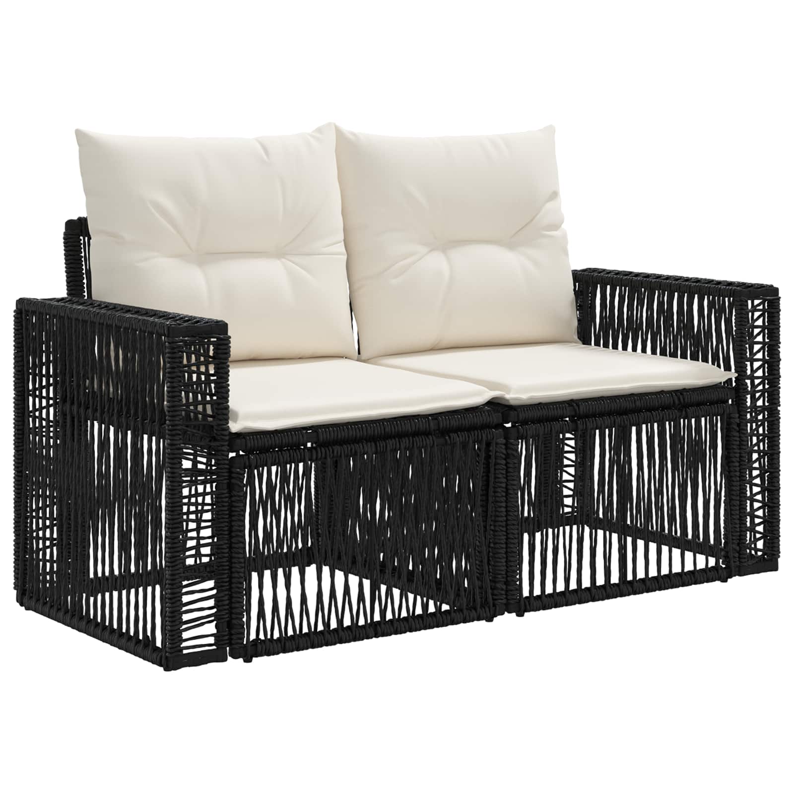Sjedeća garnitura za vrt 8 pcs Crna i krem-bijela poliratan