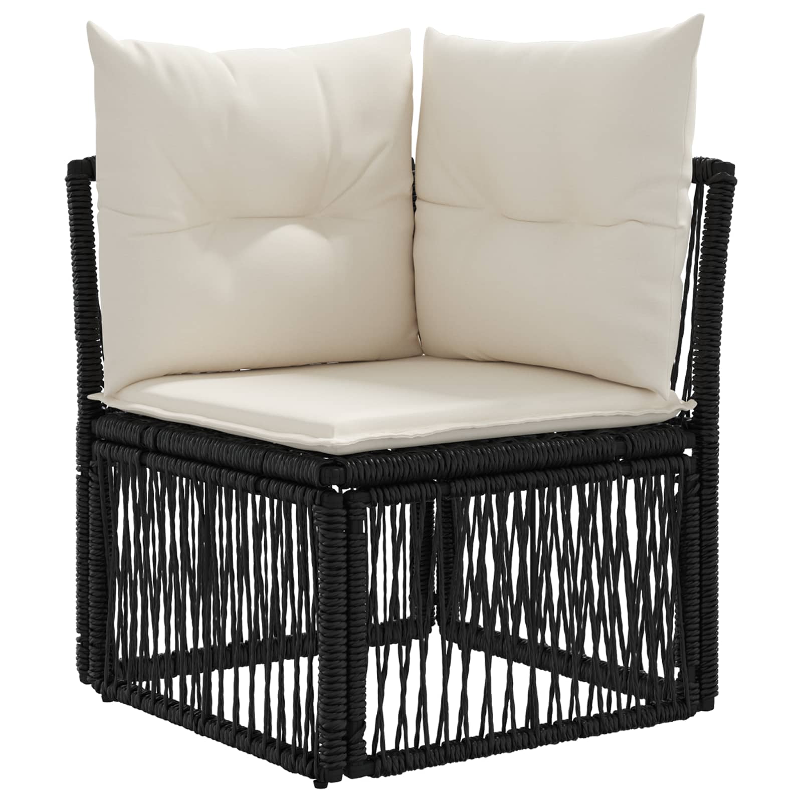 Sjedeća garnitura za vrt 8 pcs Crna i krem-bijela poliratan