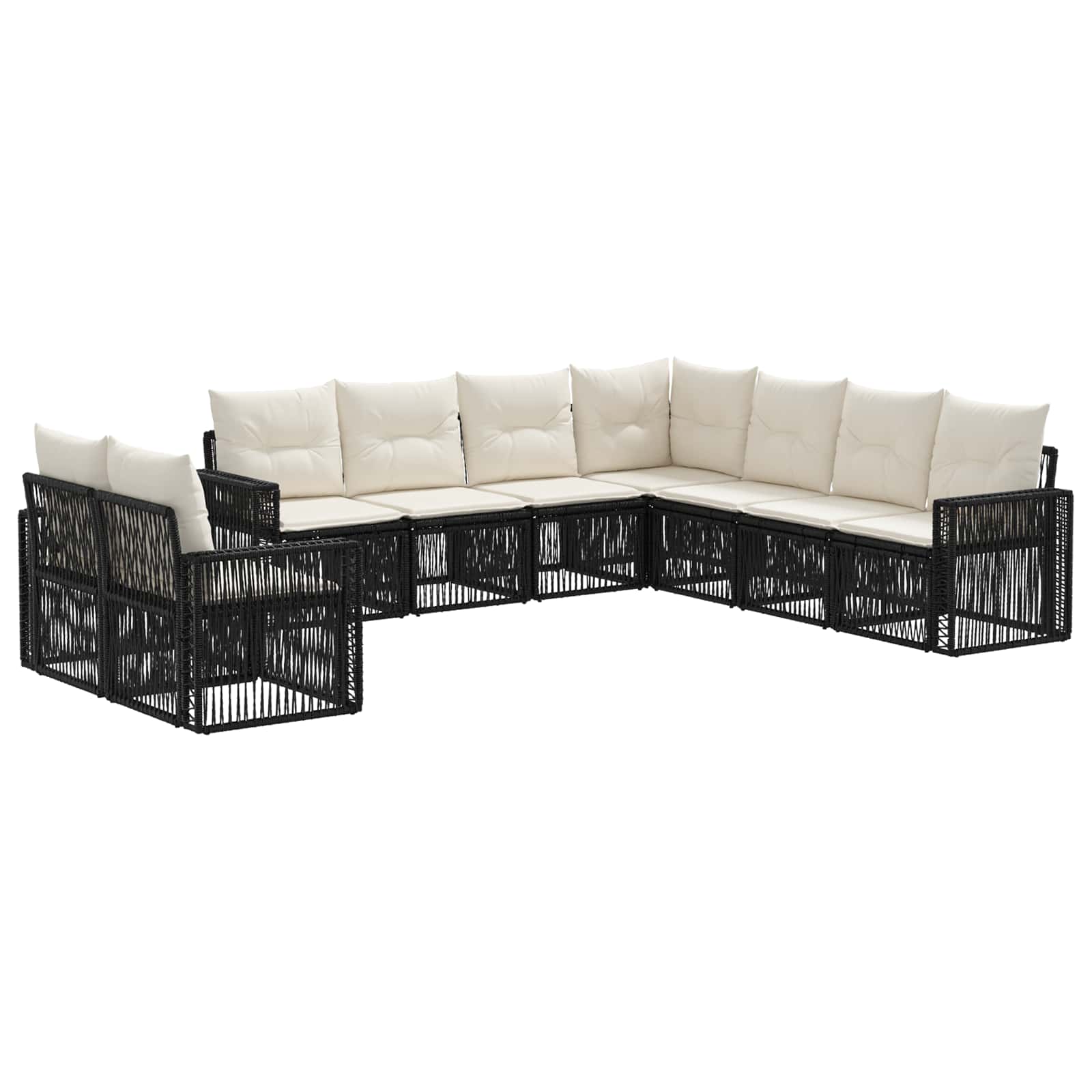 Sjedeća garnitura za vrt 9 pcs Crna i krem-bijela poliratan