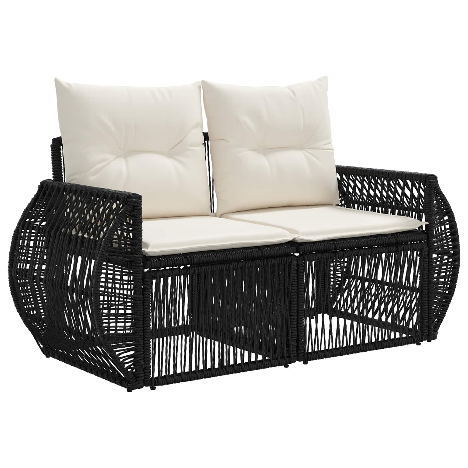 Sjedeća garnitura za vrt 13 pcs Crna i krem-bijela poliratan