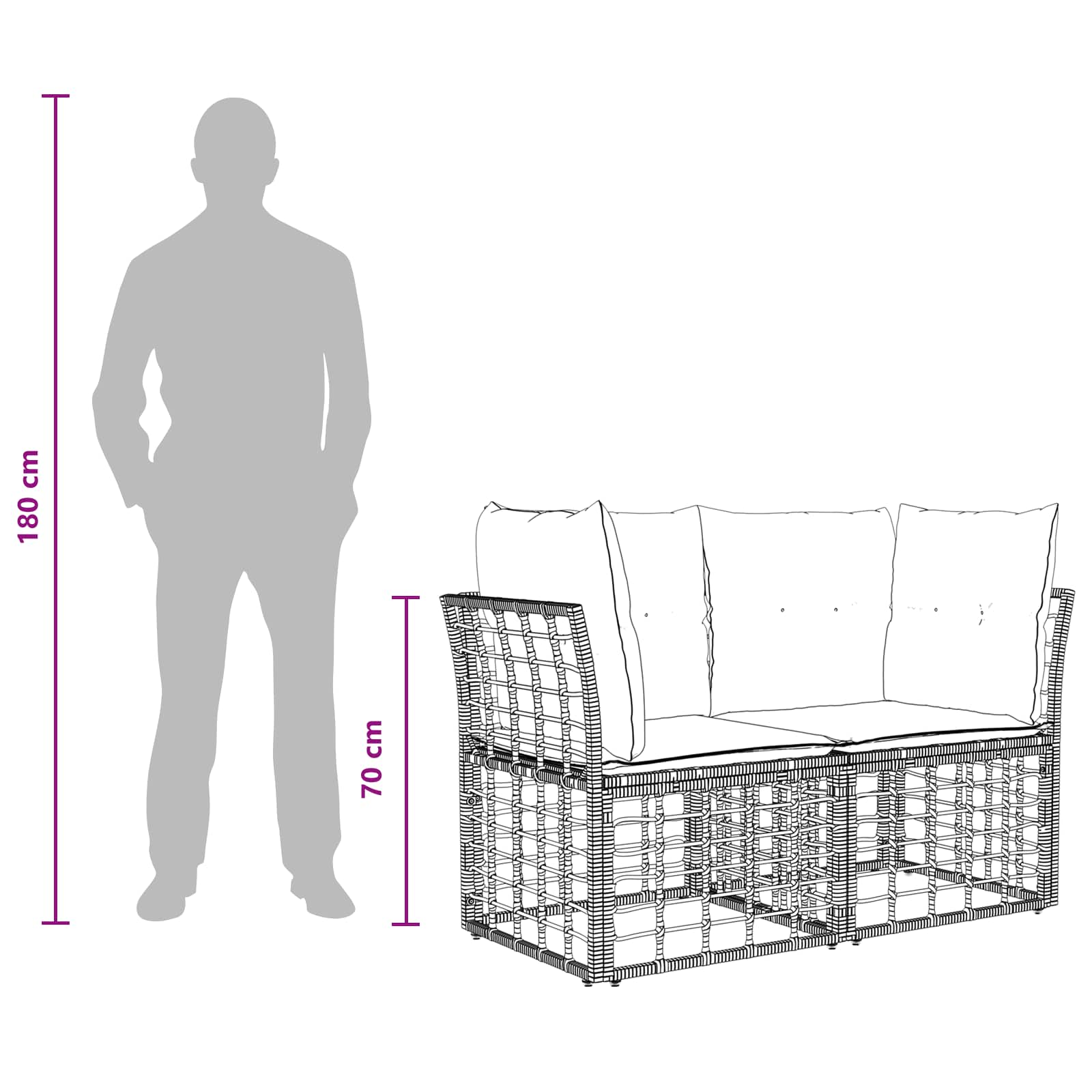 Set vanjskih sofa 14 pcs Crna i tamno siva Poliester