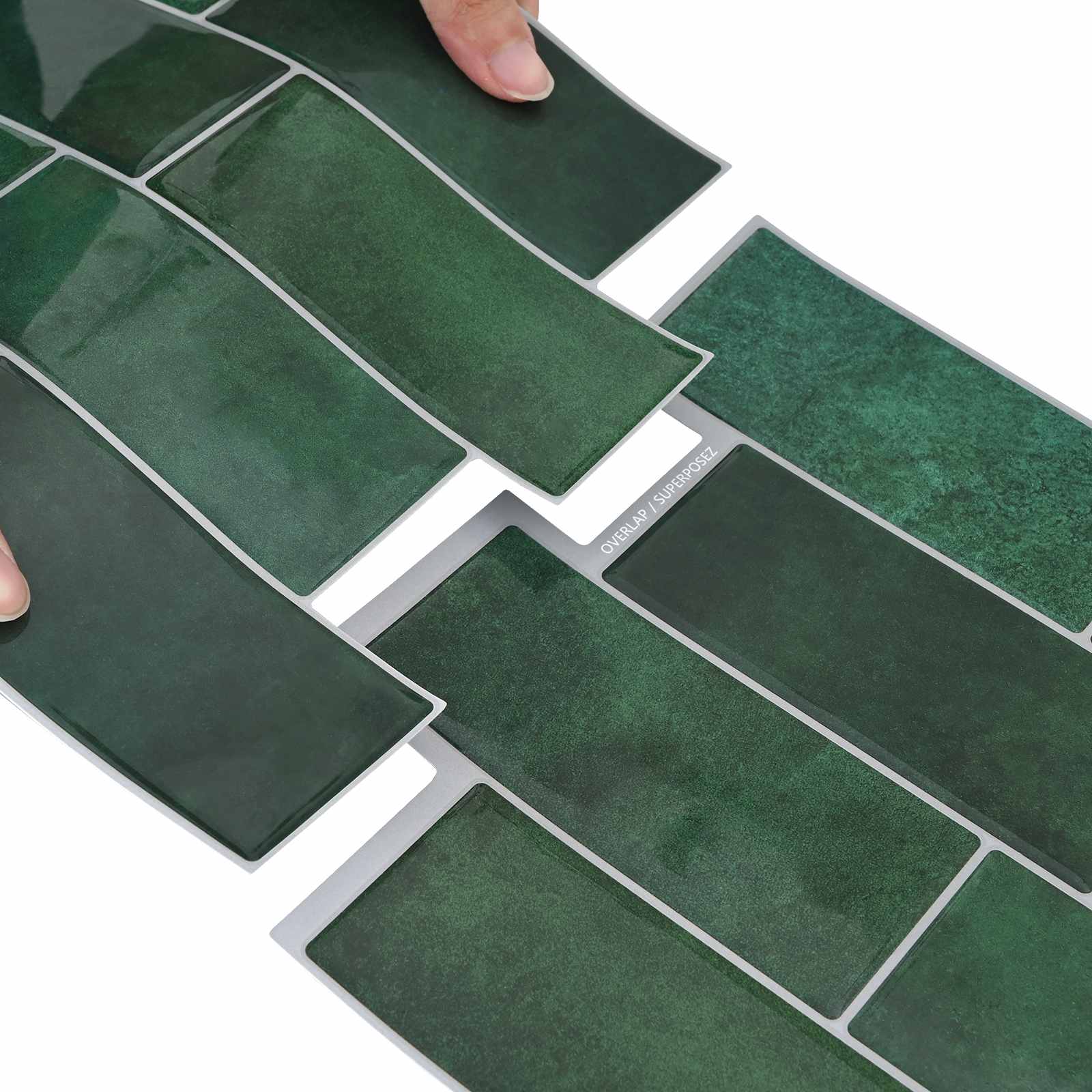 Subway pločica 10 pcs Tamnozelena 29 x 21 cm Poliuretan i PET