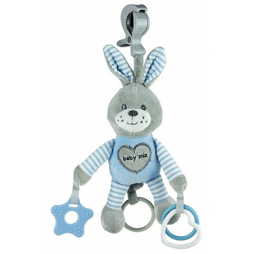 Pliš zvečko zeko grey&blue