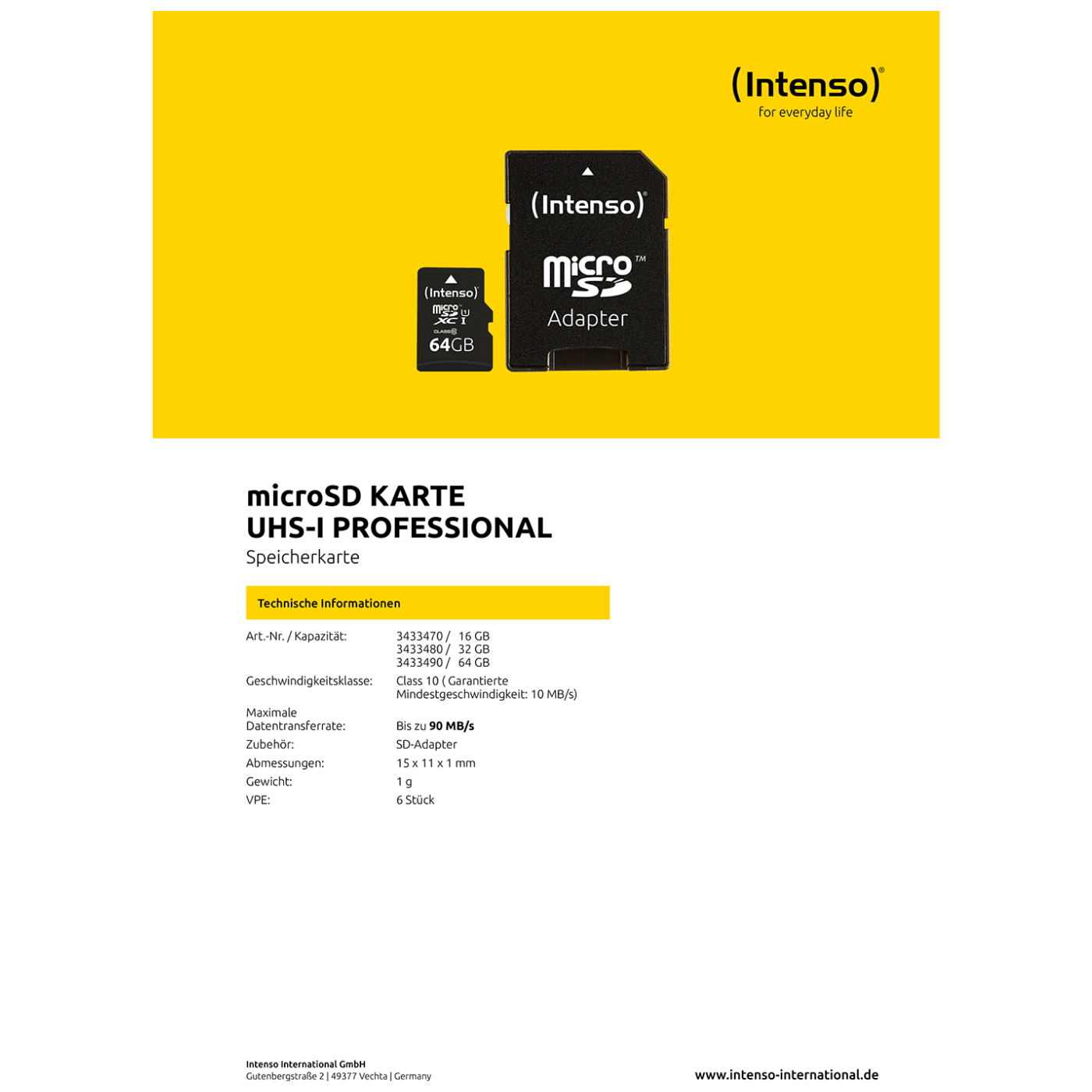 (Intenso) Micro SDHC/SDXC kartica 32GB Class 10, UHS-I +adapter, Pro - MicroSD 32GB Class10 UHS-I Pro