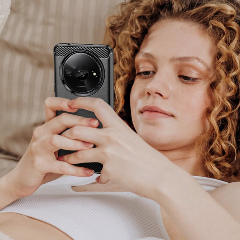 Techsuit Carbon Silicone maska za Xiaomi Redmi A3 – crna