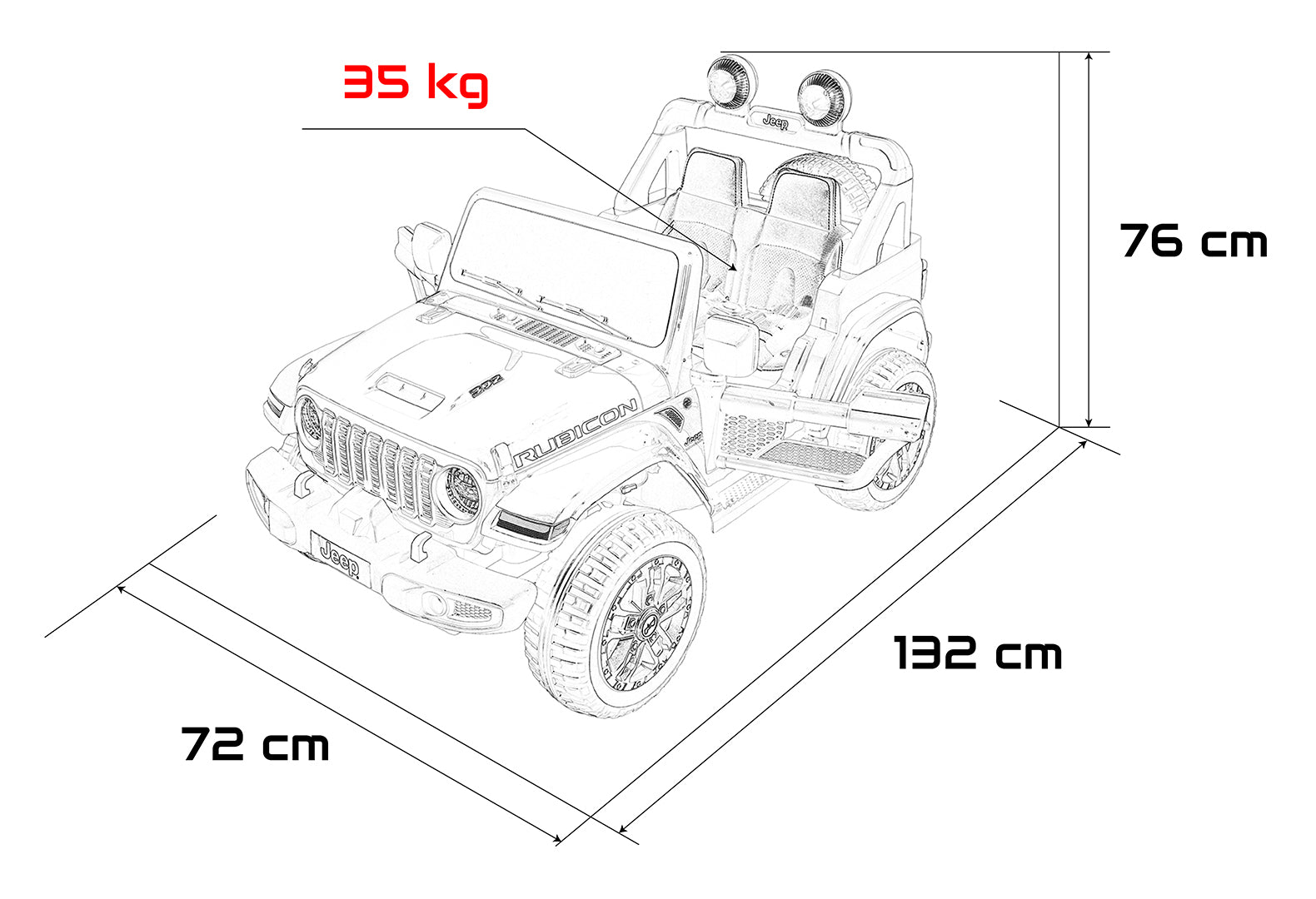 Licencirani auto na akumulator Jeep Wrangler Rubicon LIFT - crni
