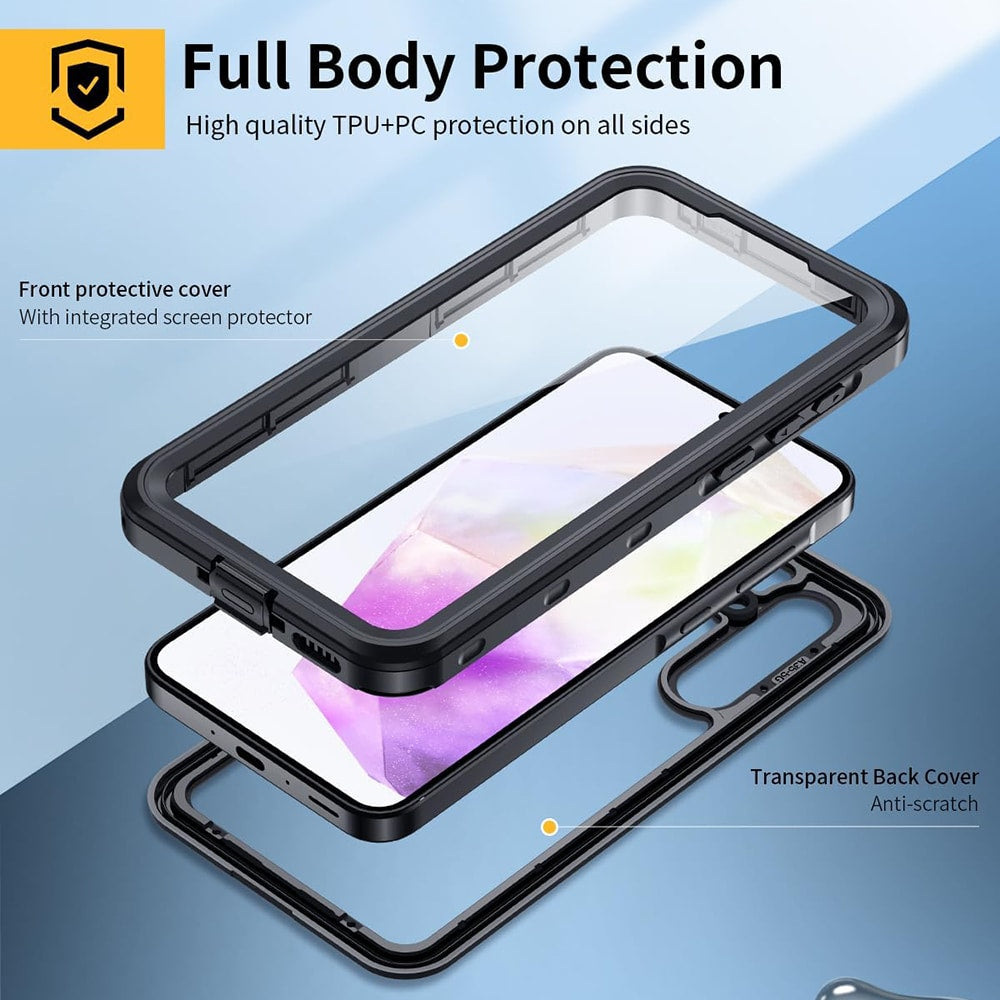 ShellBox – Vodootporna IP68 360° maska za Samsung Galaxy A35 5G – Crna